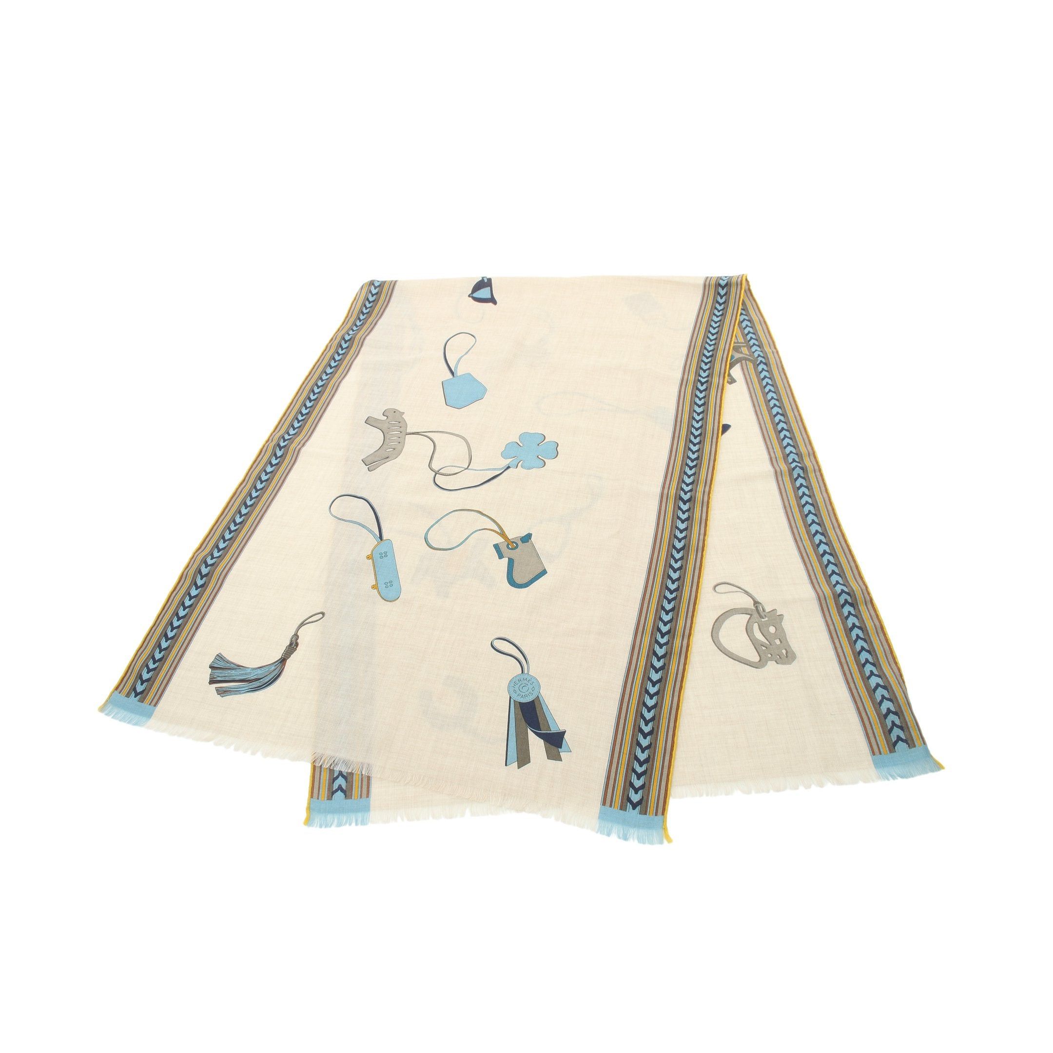 RECTANGLE ET GRIS GRIS Stall Shawl Cashmere Silk Beige Multicolor