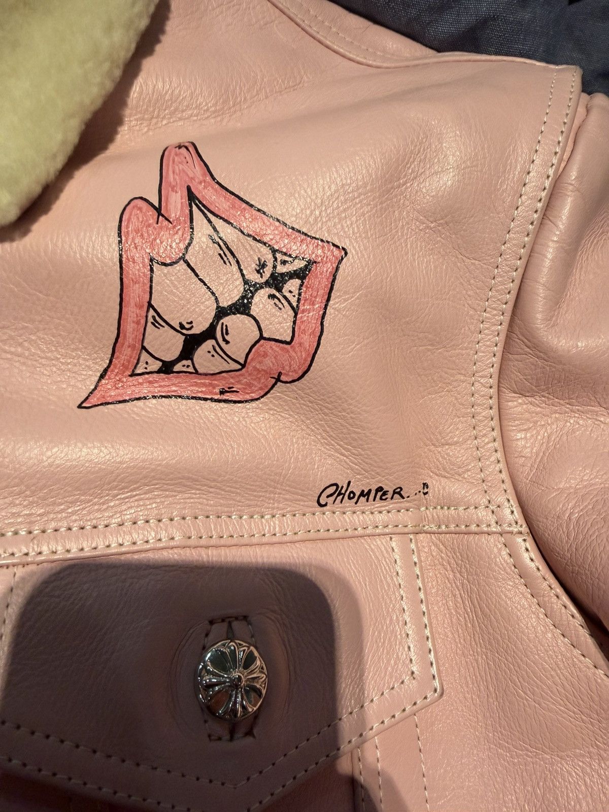 Chrome Hearts Matty boy 1 of 1 pink shearling leather jacket Size US L / EU 52-54 / 3 - 6 Thumbnail
