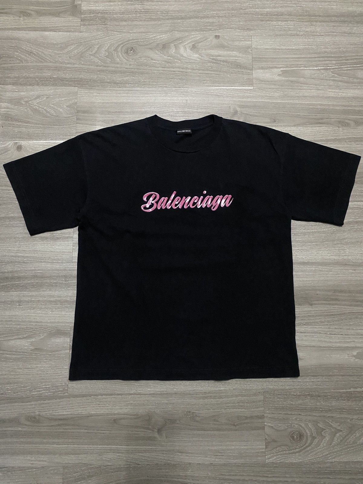LIKE NEW - Balenciaga 2019 Barbie Font Glossy Print Black
