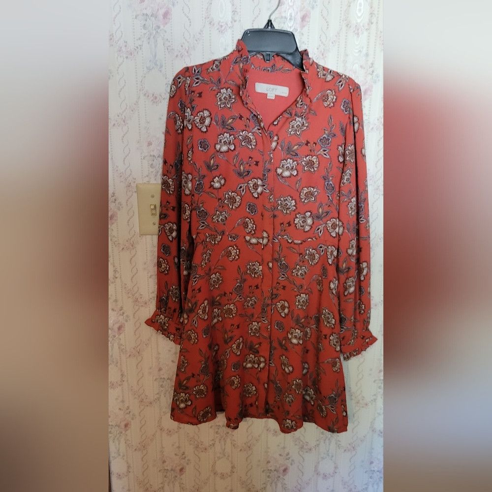 Loft Loft Dress Size 00 Petite Floral Long Sleeve w Slit Side Po Size XXS / US 00 / IT 34 - 1 Thumbnail