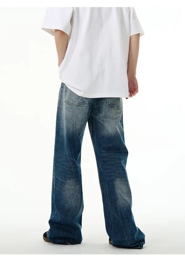 Japanese Brand Men's American retro lightning pattern loose jeans Size US 32 / EU 48 - 4 Thumbnail