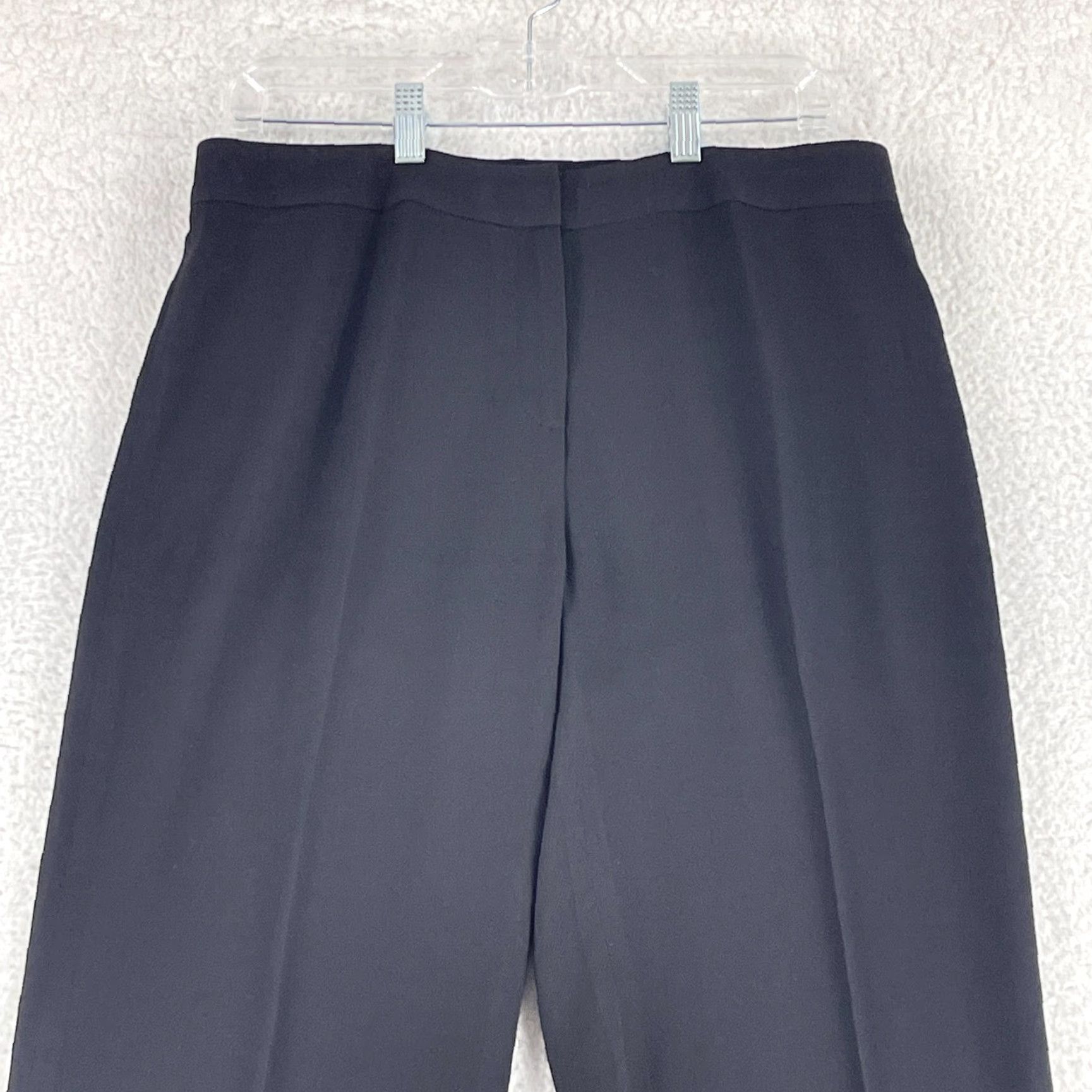 Vintage Lafayette 148 New York Black Pleated Straight Leg Dress Pants Womens Wool Blend Size 8 Size 30" / US 8 / IT 44 - 2 Thumbnail