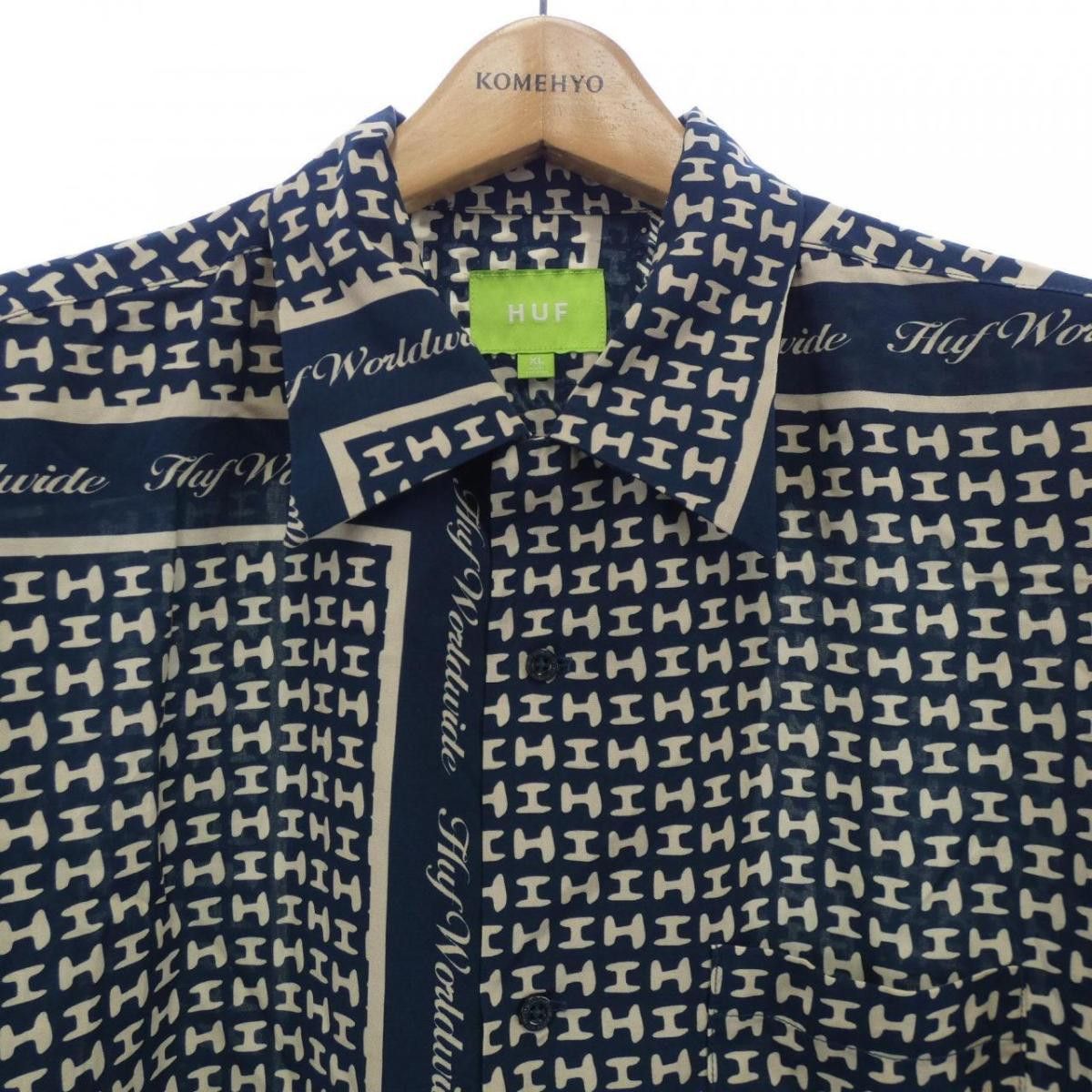 Huf Shirt Rayon Cellulose Long Sleeve Button Khaki Beige Size US XL / EU 56 / 4 - 3 Thumbnail