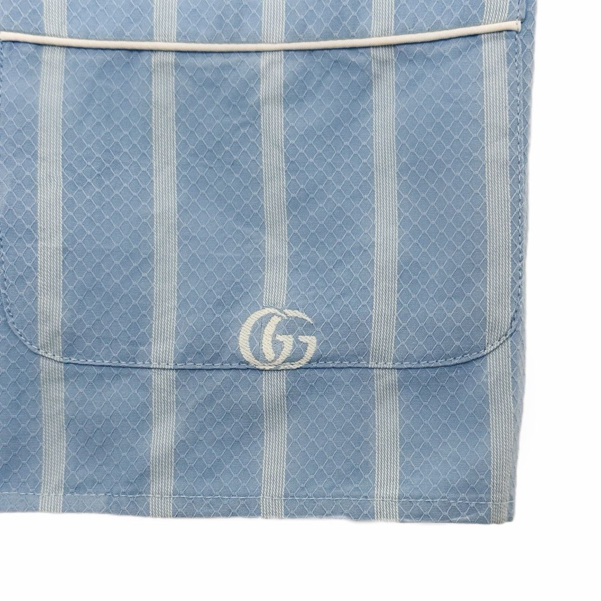 Gucci Gucci Blue and White Striped Cotton Short Sleeve Shirt K26WX Size M / US 6-8 / IT 42-44 - 4 Thumbnail