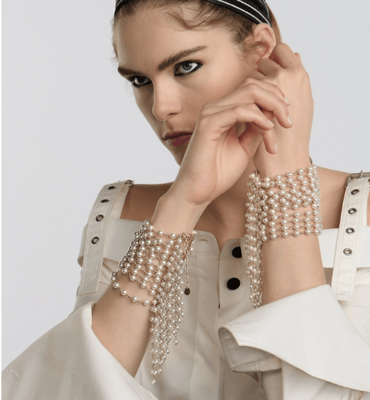 Dior o1w1db10126 B2845W Size : OS / Cuff Bracelet in Gold/White Size ONE SIZE - 3 Thumbnail