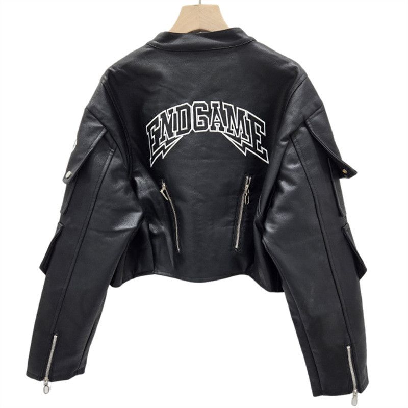 Japanese Brand letter embroidery motorcycle wear PU leather jacket Size M / US 6-8 / IT 42-44 - 2 Thumbnail