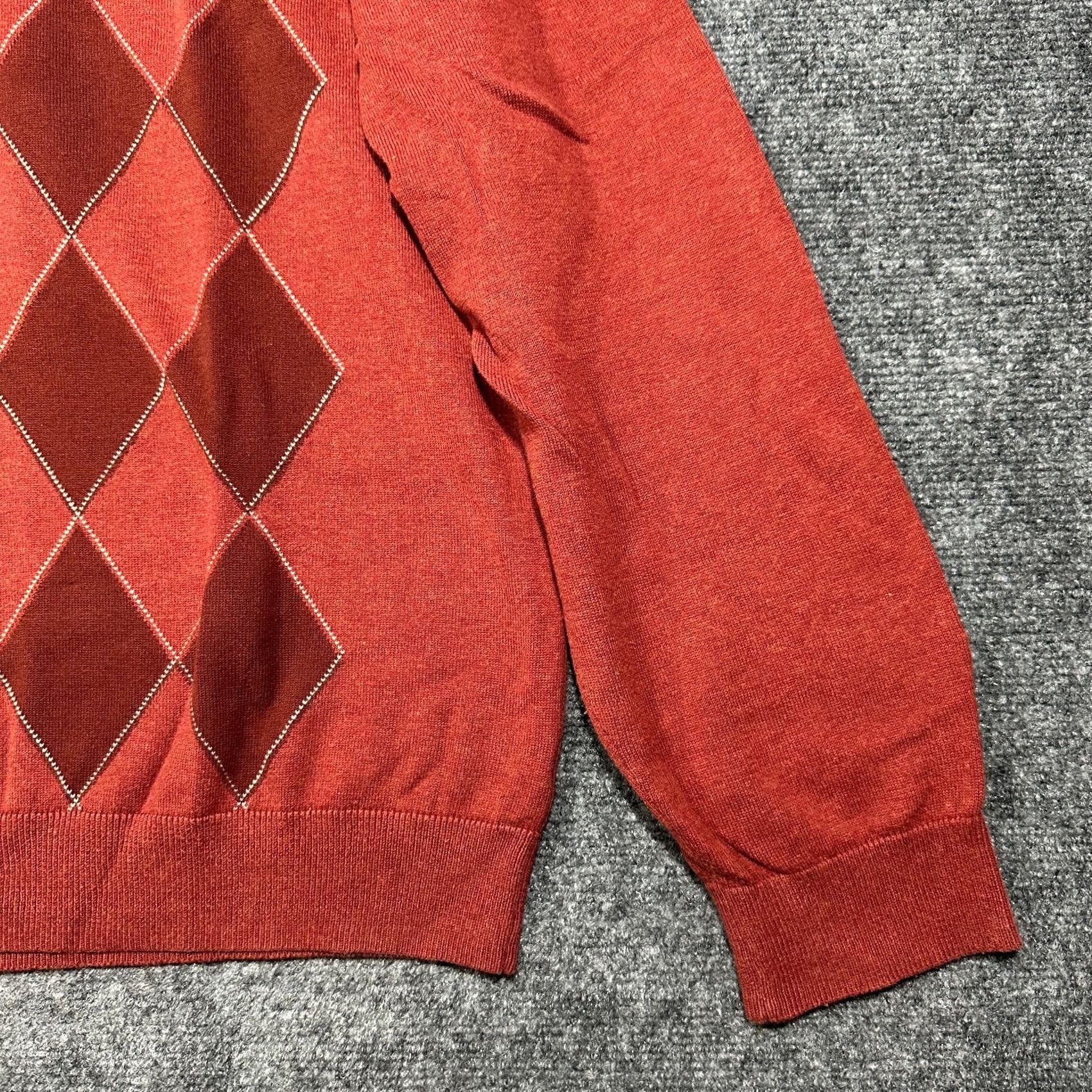 Tasso Elba Tasso Elba Sweater Mens L Rust Argyle Mock Zip Up Neck Ribbed Cuffs Hem Knit Cotton Fall Winter Classic Modern Size US L / EU 52-54 / 3 - 3 Thumbnail