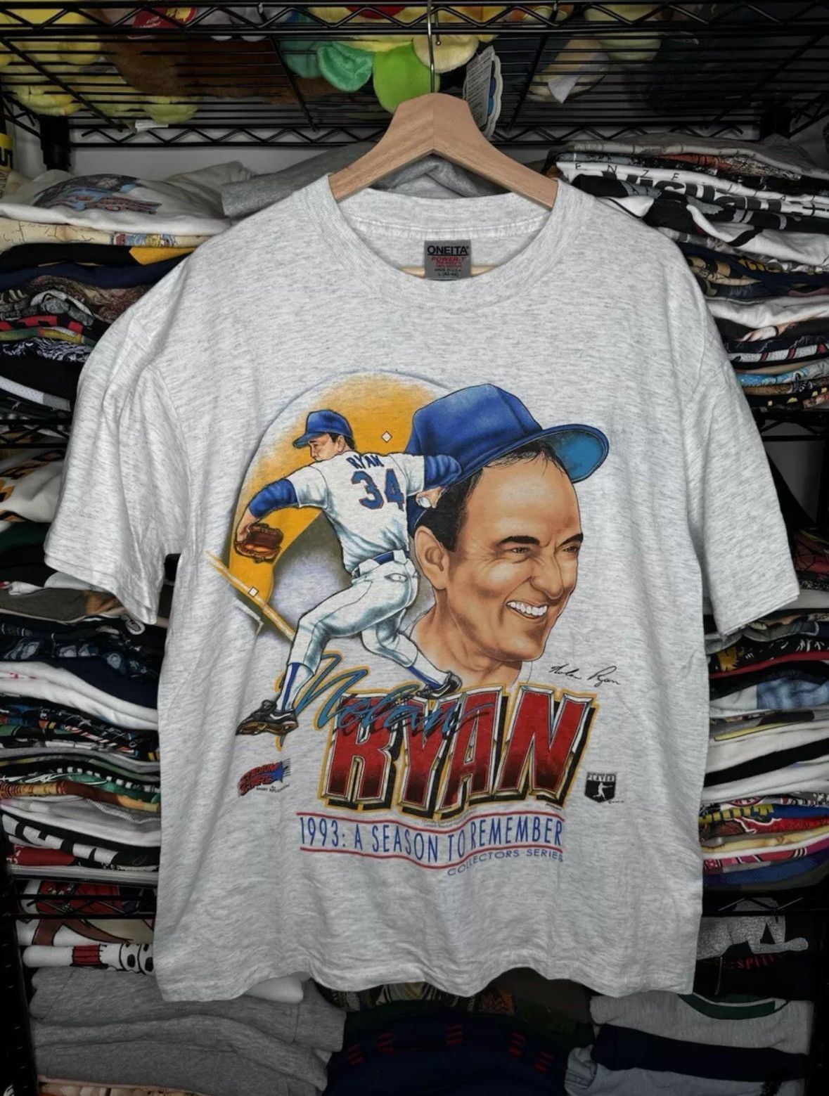 MLB × Vintage Vintage 90s Nolan Ryan MLB Baseball Graphic Large Gray Tee Size US L / EU 52-54 / 3 - 1 Thumbnail