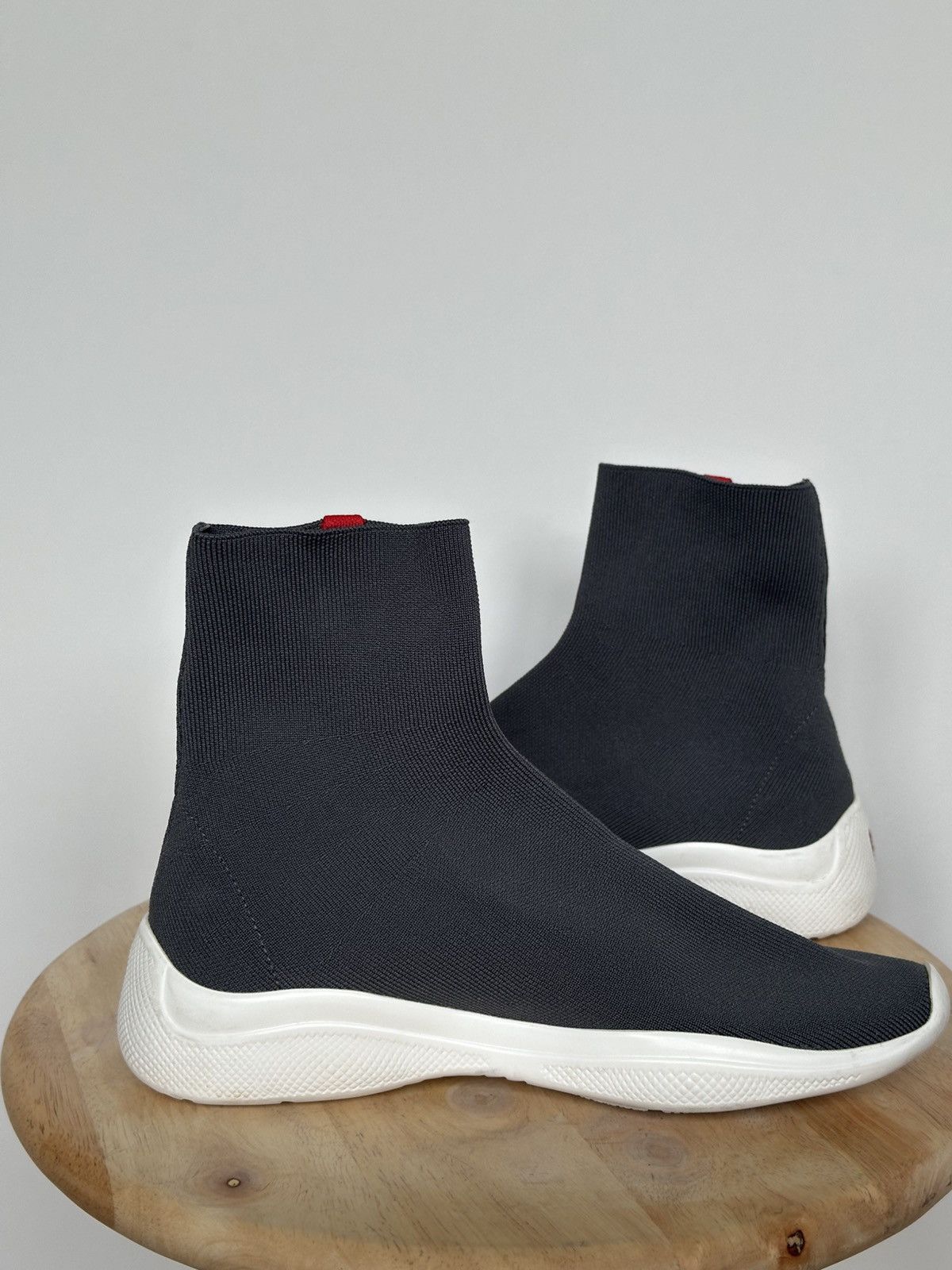 Designer × Prada Prada sock sneakers grey logo spellout Size US 5 / IT 35 - 5 Thumbnail