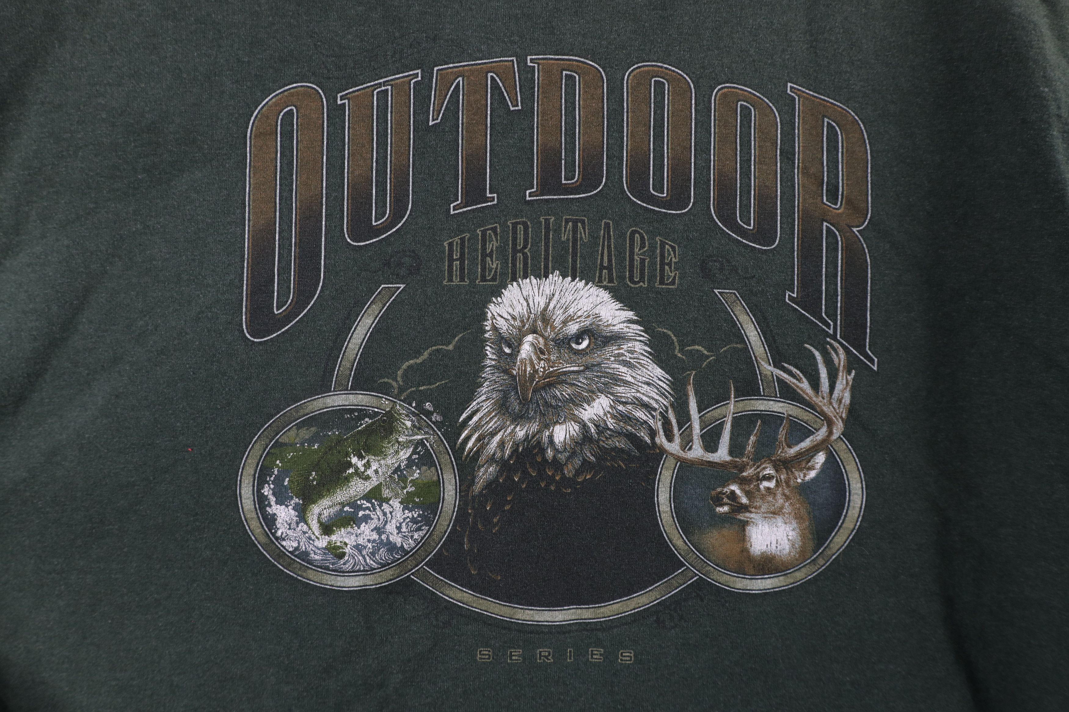 Vintage Vintage 90s Streetwear Eagle Deer Fish Long Sleeve T-Shirt Size US XL / EU 56 / 4 - 4 Thumbnail