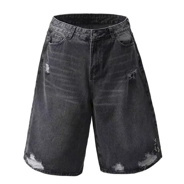 Japanese Brand VIBE High street washed black ripped hip hop baggy shorts Size US 30 / EU 46 - 4 Thumbnail