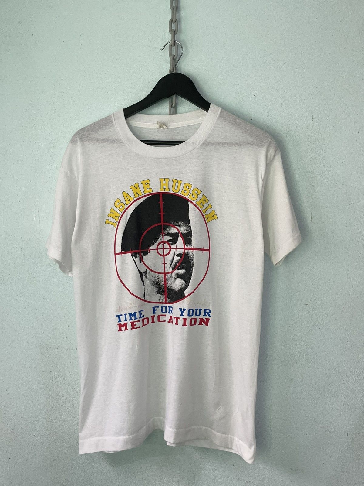 Vintage Vintage 90s Tee Insane Hussein Size US XL / EU 56 / 4 - 1 Thumbnail