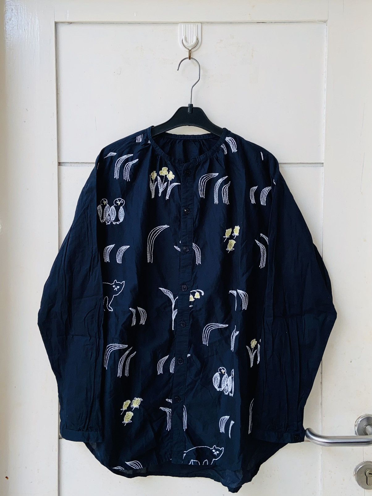 Issey Miyake × Ne-Net Ne-Net Navy Shirt Animal and Flower motif Size 52L - 1 Thumbnail