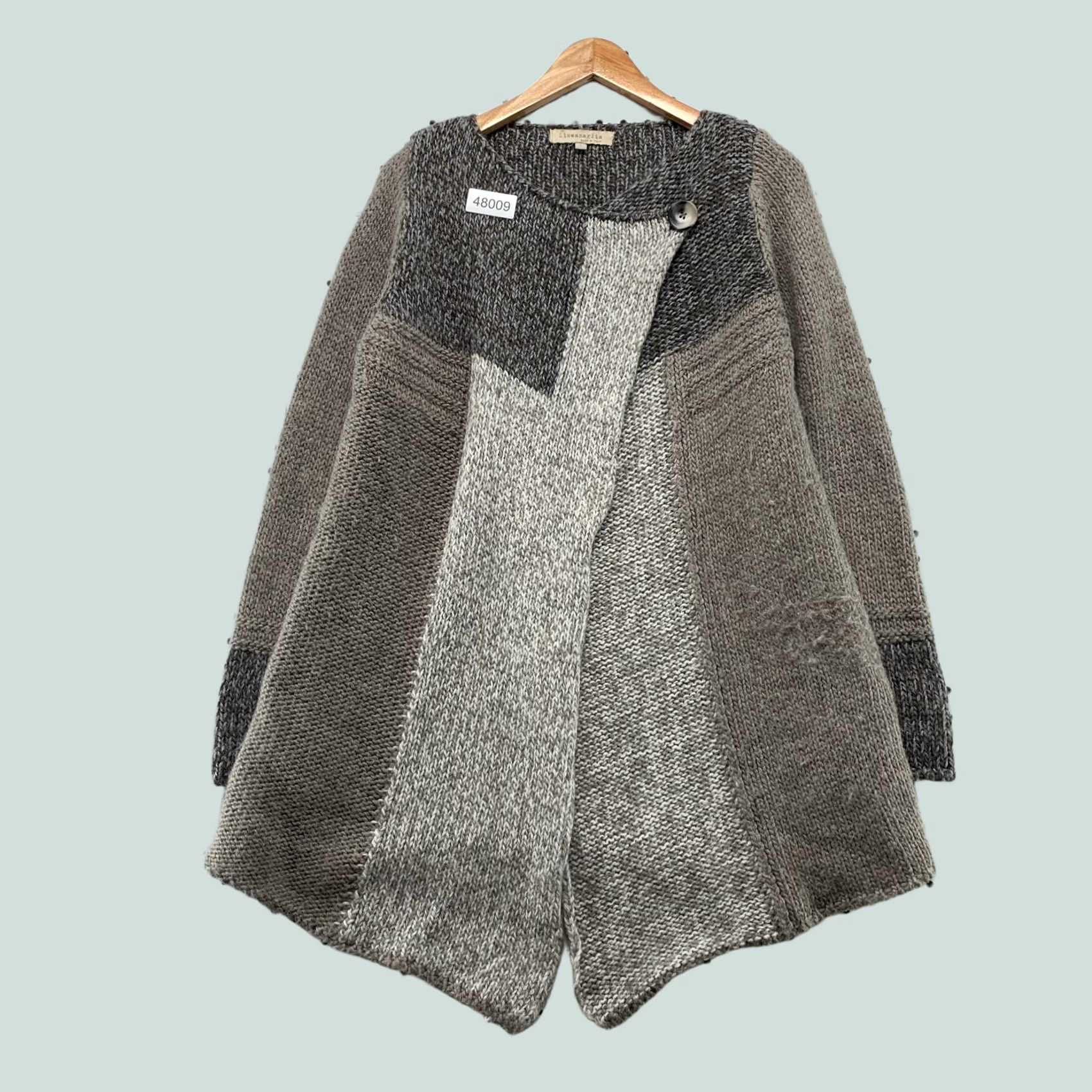Vintage Lineamaglia Wool Alpaca Cardigan Sweater Womens Large Gray Knit Open Front ITALY Size L / US 10 / IT 46 - 1 Thumbnail