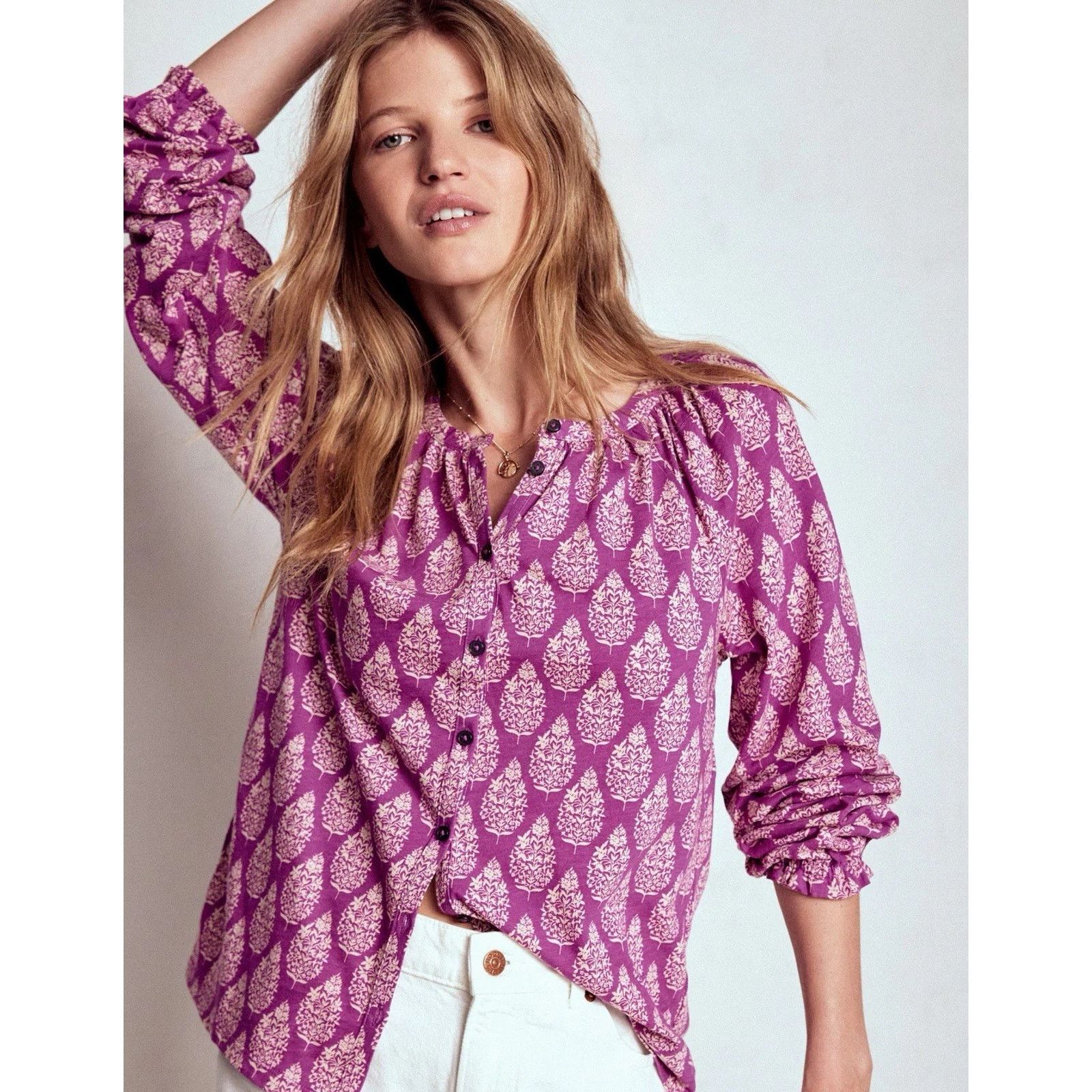 Boden Boden Isla Long Sleeve Jersey Shirt Womens Top Size 0 Size XS / US 0-2 / IT 36-38 - 5 Thumbnail