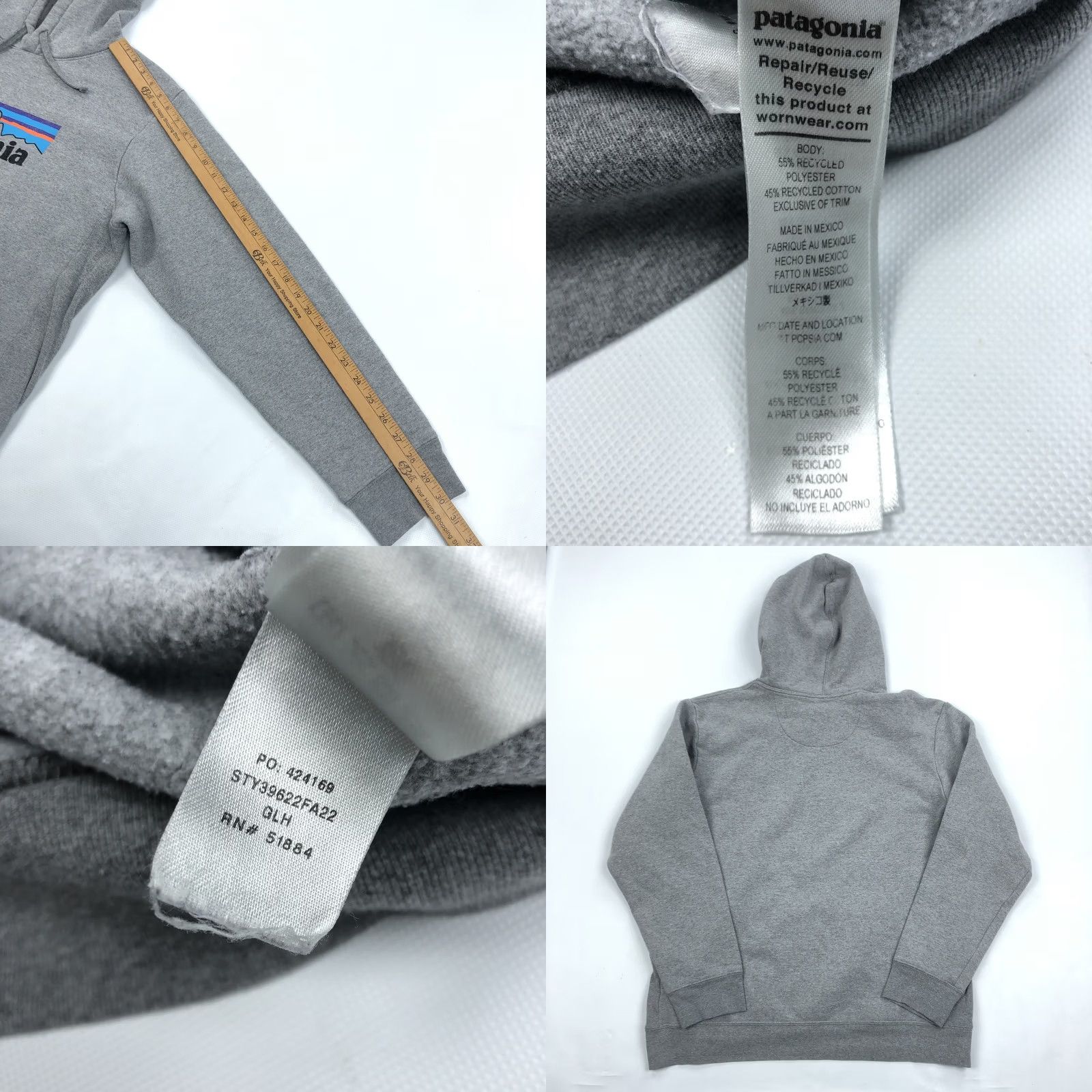 Patagonia Patagonia Pullover Hoodie Sweatshirt Gray L Men's Uprisal Logo Graphic Print Hooded Fleece Pocket Sweatshirt Activewear Casual Hiking Size US L / EU 52-54 / 3 - 8 Thumbnail