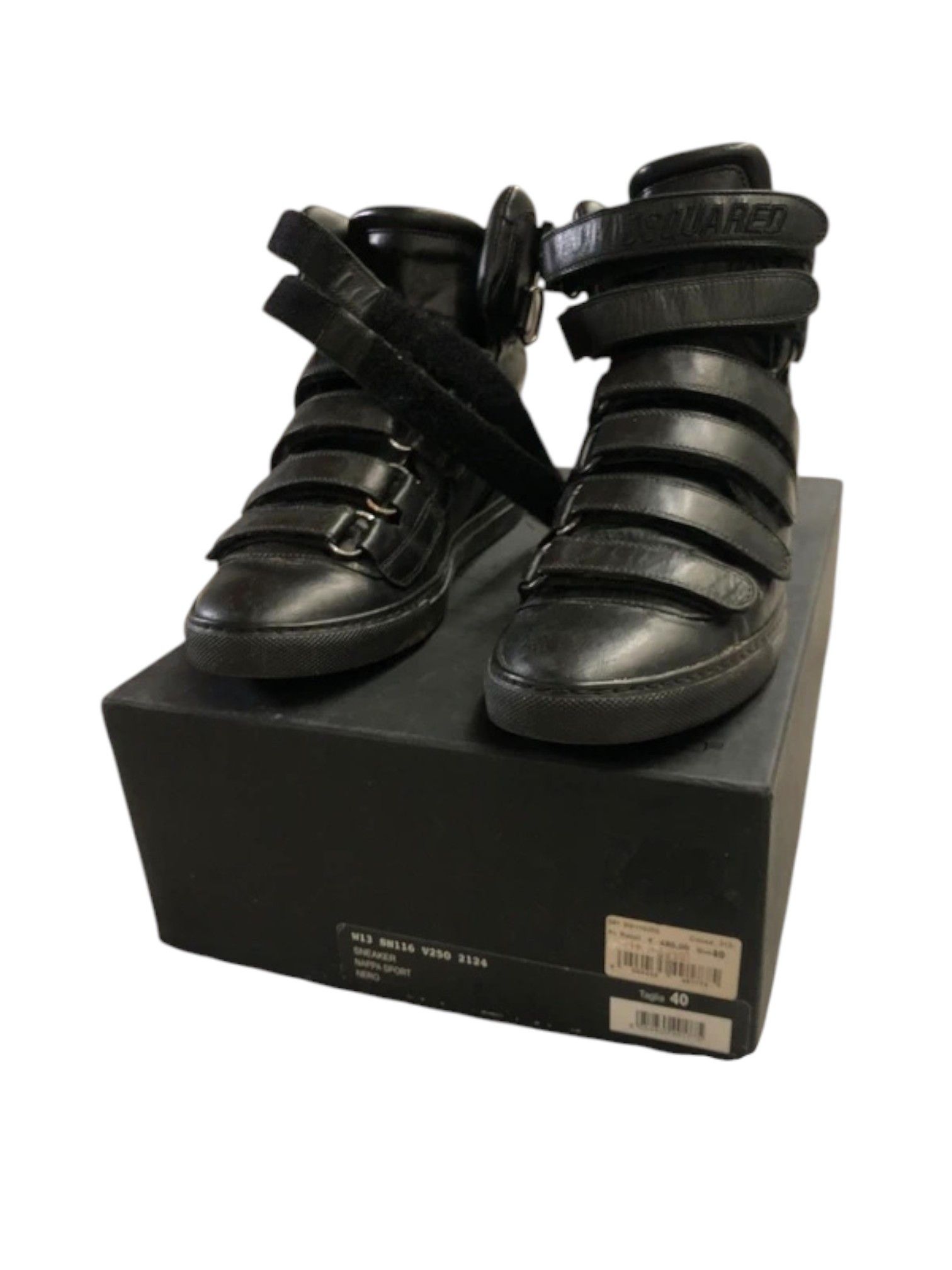 Dsquared2 Dsquared² Black Leather Velcro Strap High-Tops, FW2013 Size US 7 / EU 40 - 6 Thumbnail