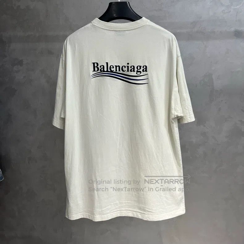Balenciaga Balenciaga Beige letter printed round neck short sleeve T- Size US L / EU 52-54 / 3 - 5 Thumbnail