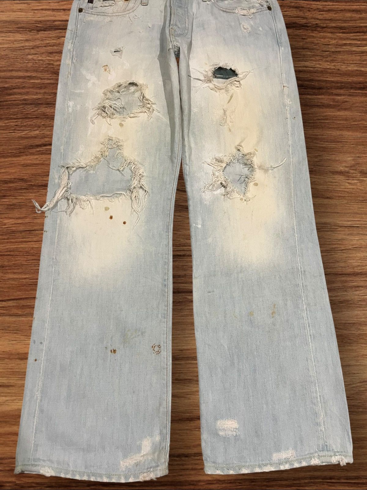 Abercrombie & Fitch × Hysteric Glamour ⚡️Trashed⚡️Abercrombie & Fitch Distressed Blue Faded Jeans Size US 30 / EU 46 - 13 Thumbnail
