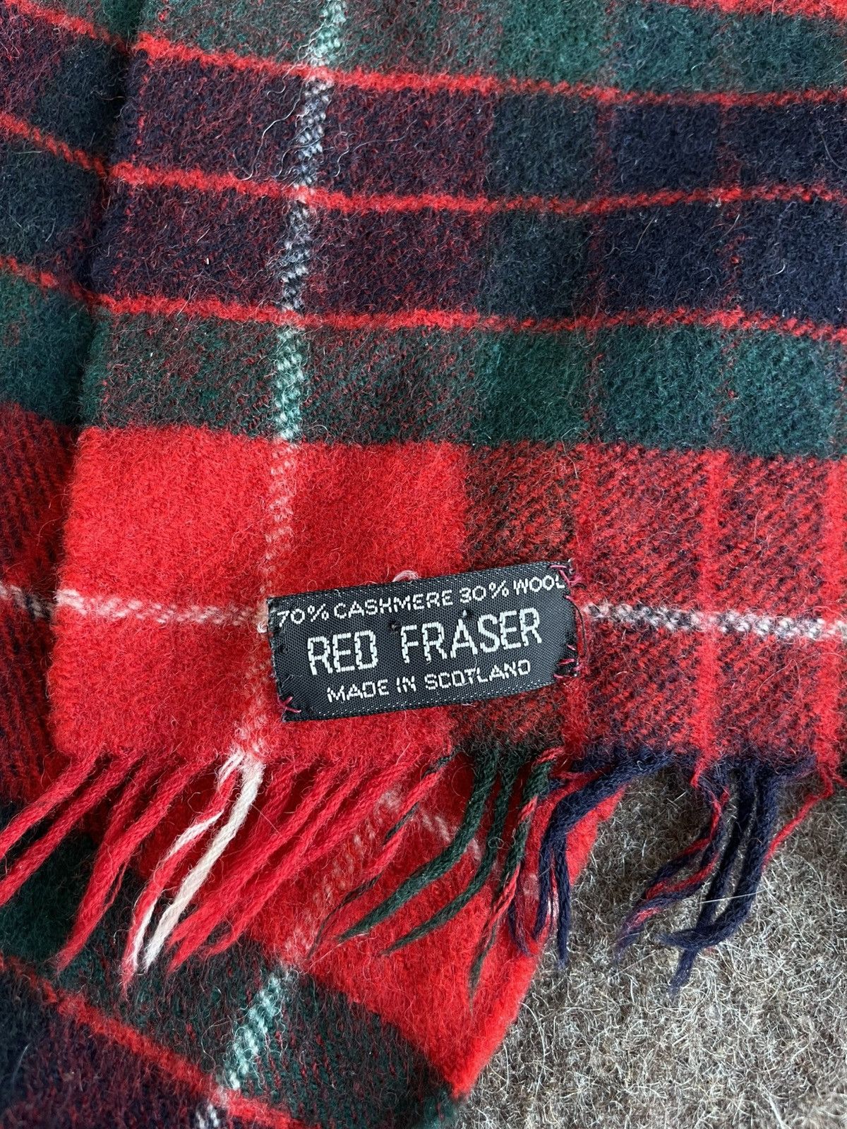 Vintage Red Fraser Cashmer & Wool Scarf Size ONE SIZE - 6 Thumbnail