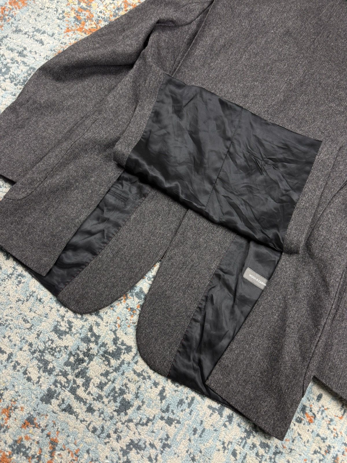 Burberry × Vintage Burberry charcoal wool cashmere blend long blazer old money Size 44R - 10 Thumbnail