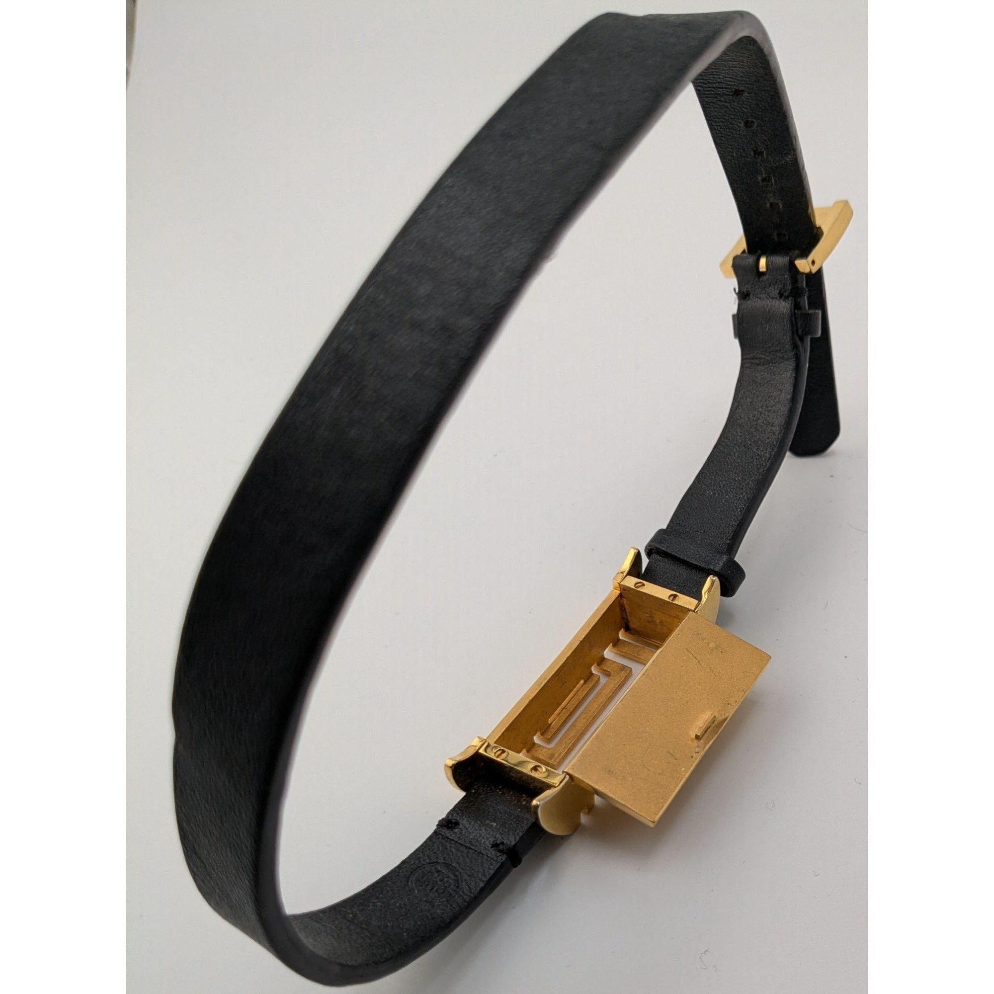 Tory Burch Tory Burch Gold Tone & Black Leather Fitbit Holder Wrap Brac Size ONE SIZE - 11 Thumbnail