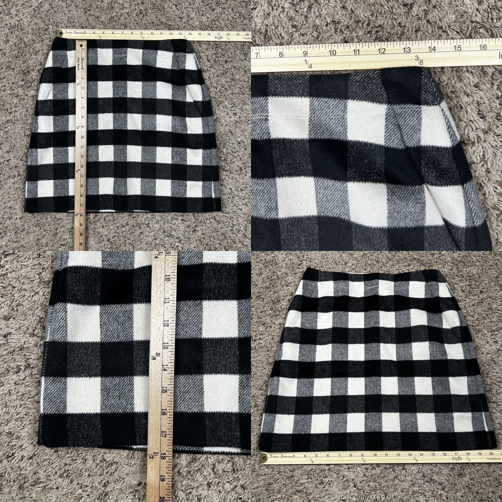 Ann Taylor Ann Taylor Loft Skirt Womens 4 Black White Plaid Lined Slit Pockets A-Line Short Dress Formal Casual Workwear Professional Women Size 27" / US 4 / IT 40 - 8 Thumbnail