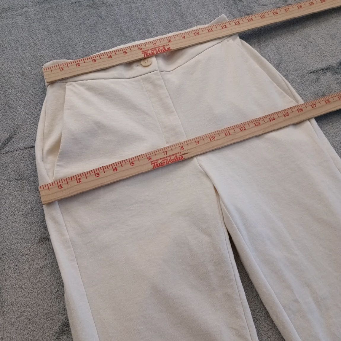 Eileen Fisher Eileen Fisher Pants Women Ankle 2XS Ivory 25x27.5 Mid Rise Pockets Straight Flat Front Cotton Blend Vintage: No Size 24" / US 00 / IT 34 - 2 Thumbnail