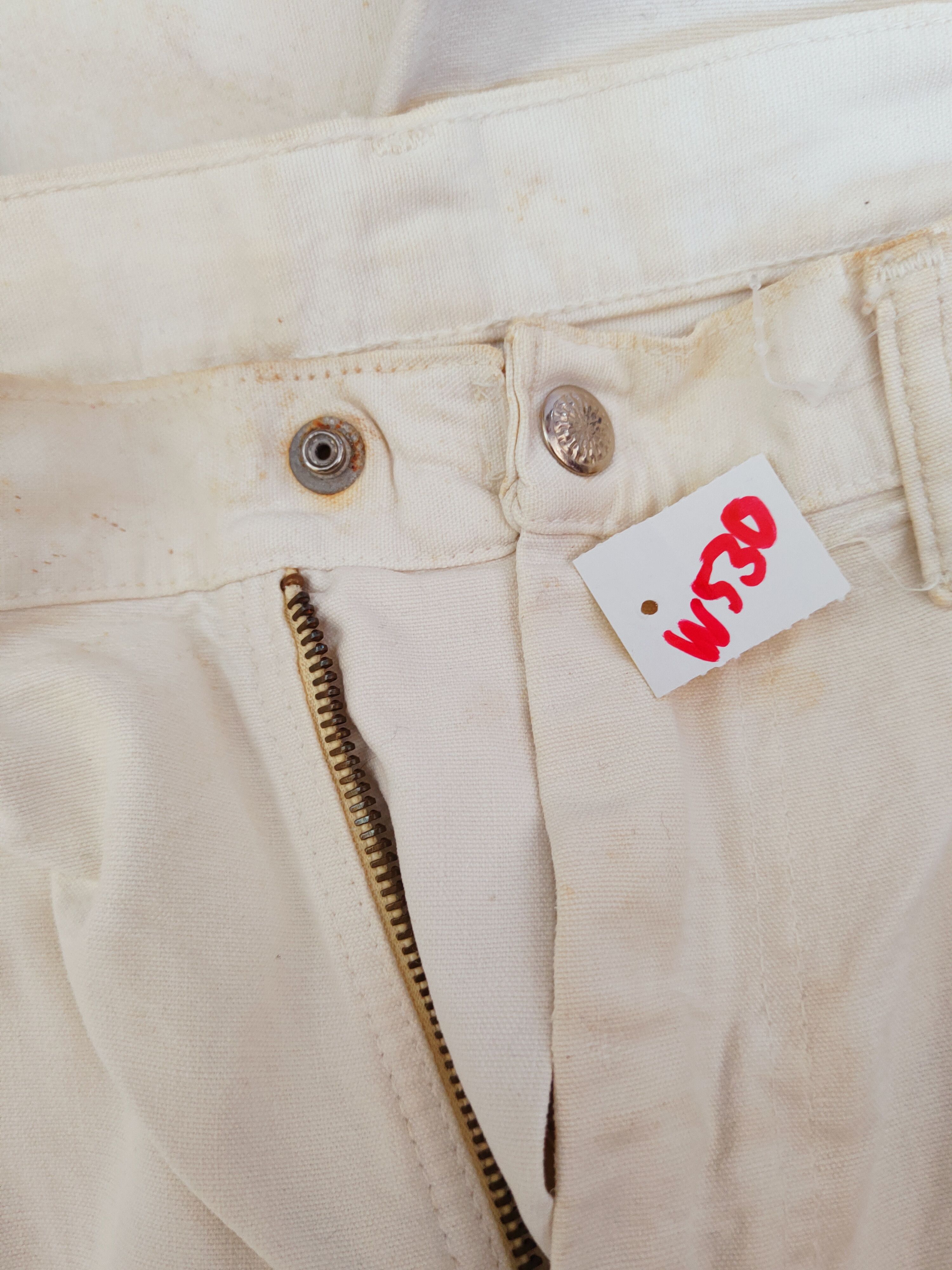 Vintage Blue Bell White Distressed Ripped Jeans #W530 Size US 36 / EU 52 - 14 Thumbnail