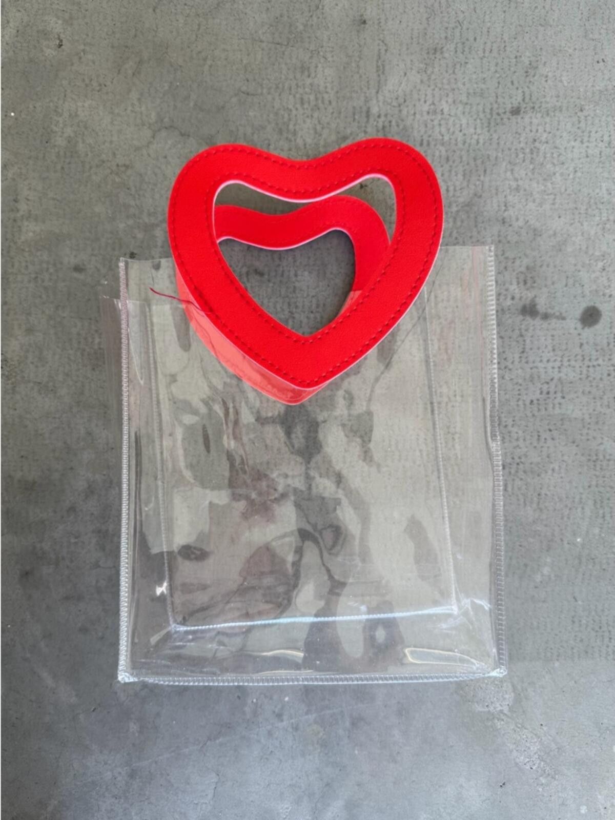 Asos Clear Heart Handle Purse Bag / Transparent Stadium Bag / Red Size ONE SIZE - 2 Thumbnail