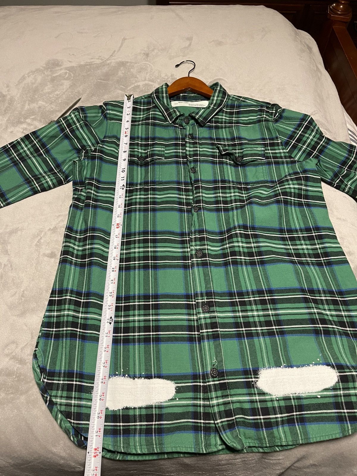 Off-White × Virgil Abloh OFF-WHITE C/O VIRGIL ABLOH GREEN PLAID SPRAY FLANNEL SIZE XL Size US XL / EU 56 / 4 - 15 Thumbnail