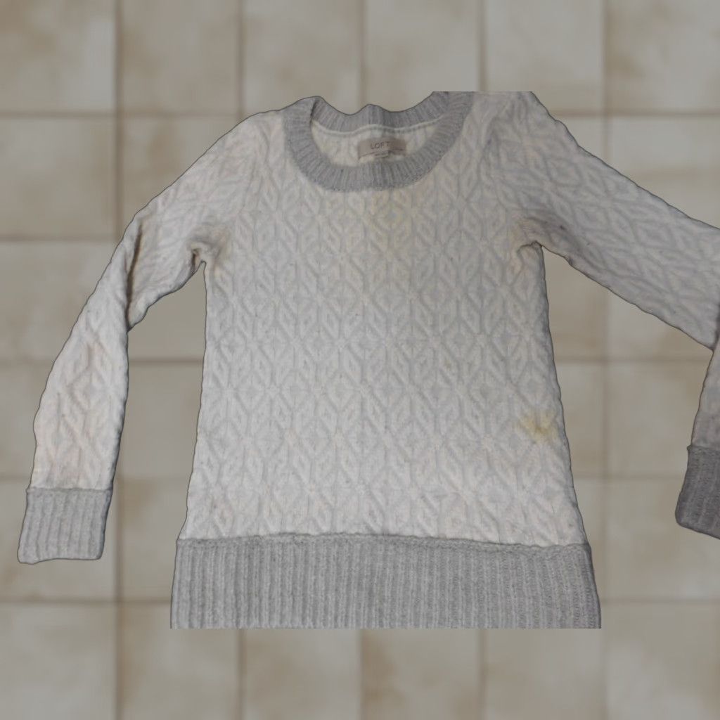 Loft LOFT Sweater Shirt Pets XXSP Gray Rib Knit Crewneck Pullover Women’s Striped Long Sleeve Knit Cotton Casual Casual Women Size XXS / US 00 / IT 34 - 1 Thumbnail