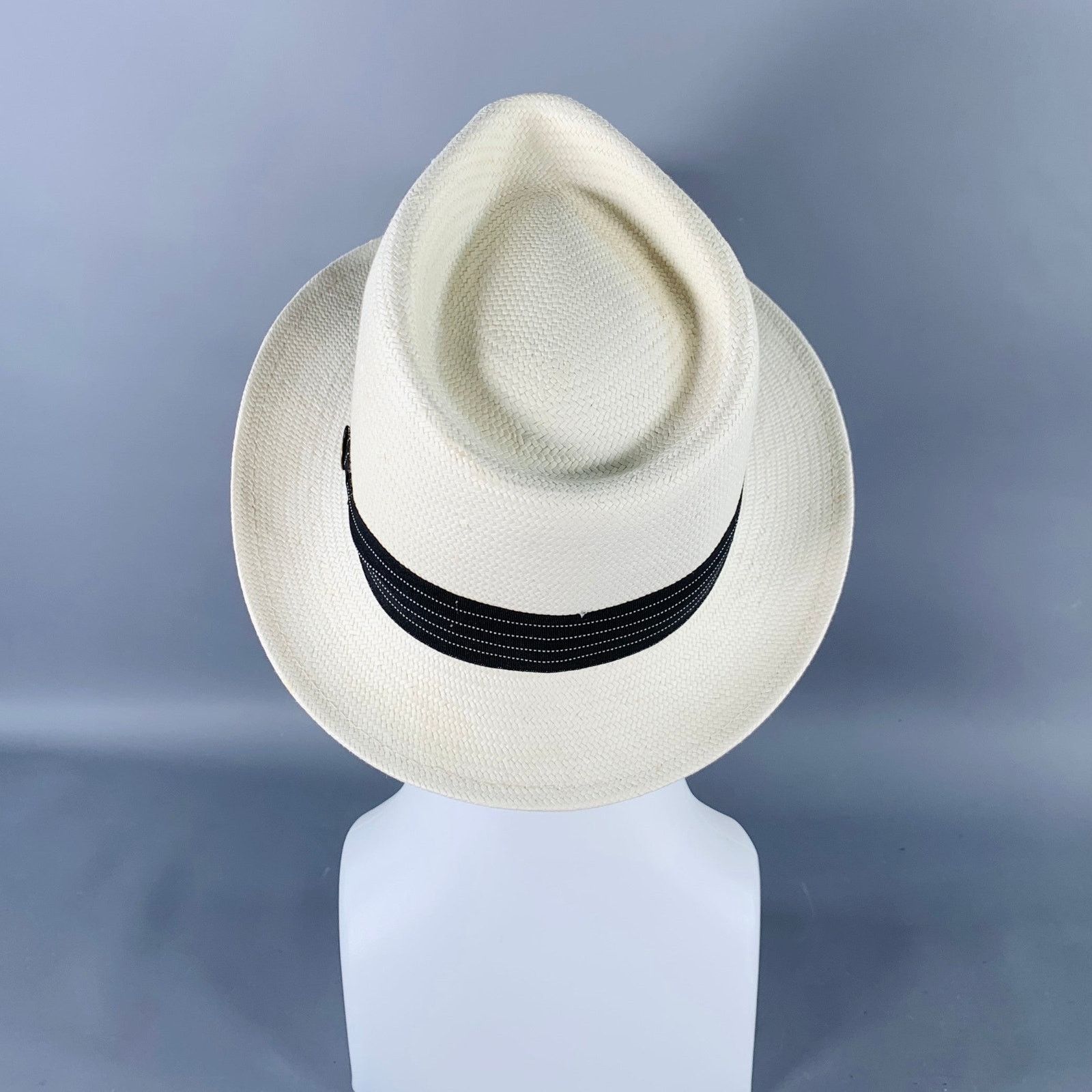 Goorin Bros. GOORIN BROTHERS Size S Cream Black Woven Straw Fedora Hat Size ONE SIZE - 4 Thumbnail