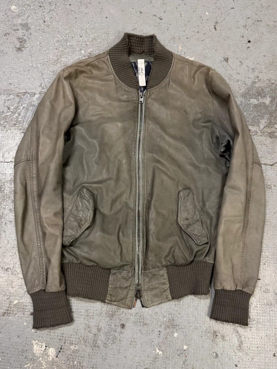 Designer × Giorgio Brato × Vintage 200s Giorgio Brato Raw Grey Leather Bomber Jacket Size US S / EU 44-46 / 1 - 1 Thumbnail