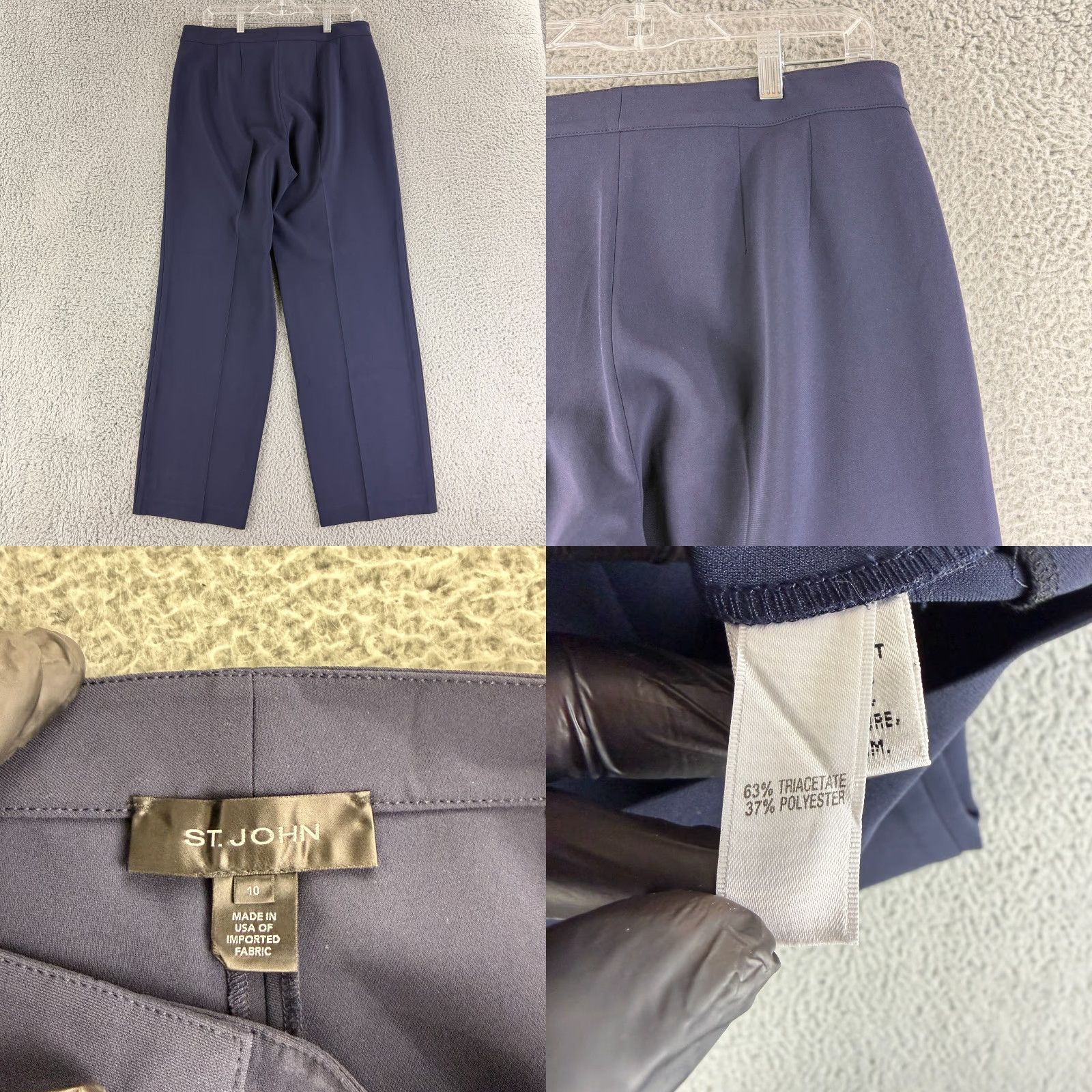 St. John St. John Dress Pants Womens Size 10 Navy Blue Straight Leg Pleated High-Rise VTG Pants Size 32" / US 10 / IT 46 - 8 Thumbnail