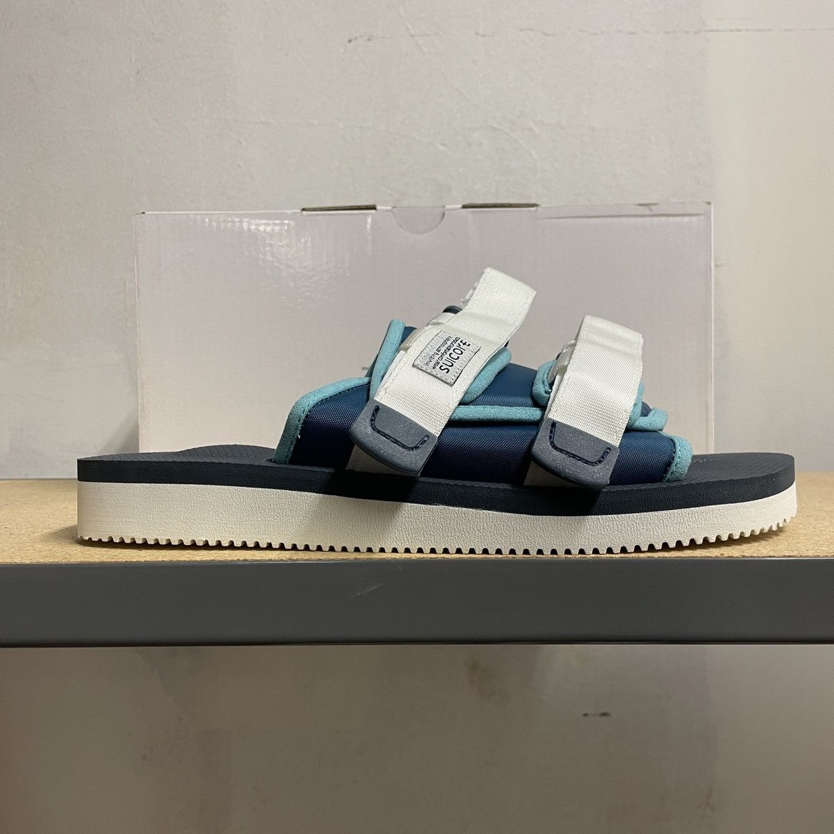 image of Suicoke Cab Slide Size 9 in Blue/White, Men's
