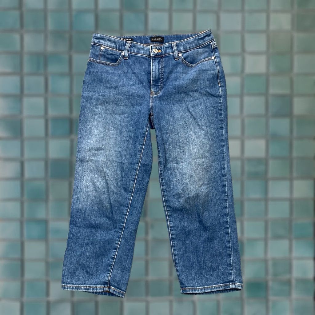Talbots Talbots Jeans Womens 6P Blue Straight Leg Cropped Denim Stretch Cotton Jeans with 5-Pocket Design Inseam 20 in Logo Button Zipper Size 30" / US 8 / IT 44 - 1 Thumbnail