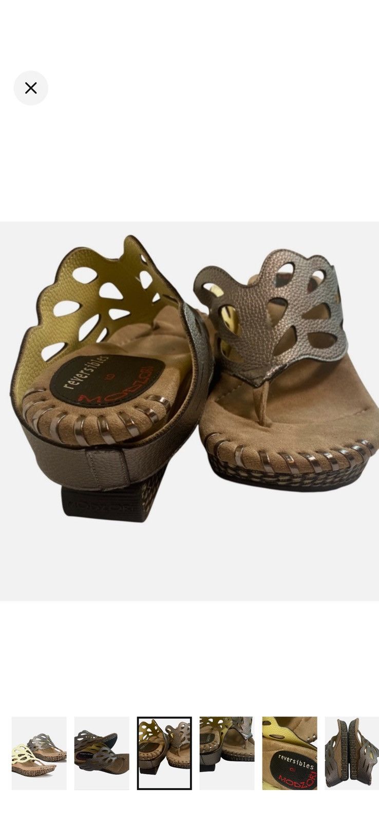 Other Reversible Wedge Thong Platform Sandals Butter/ Pewter Size US 9 / IT 39 - 3 Thumbnail
