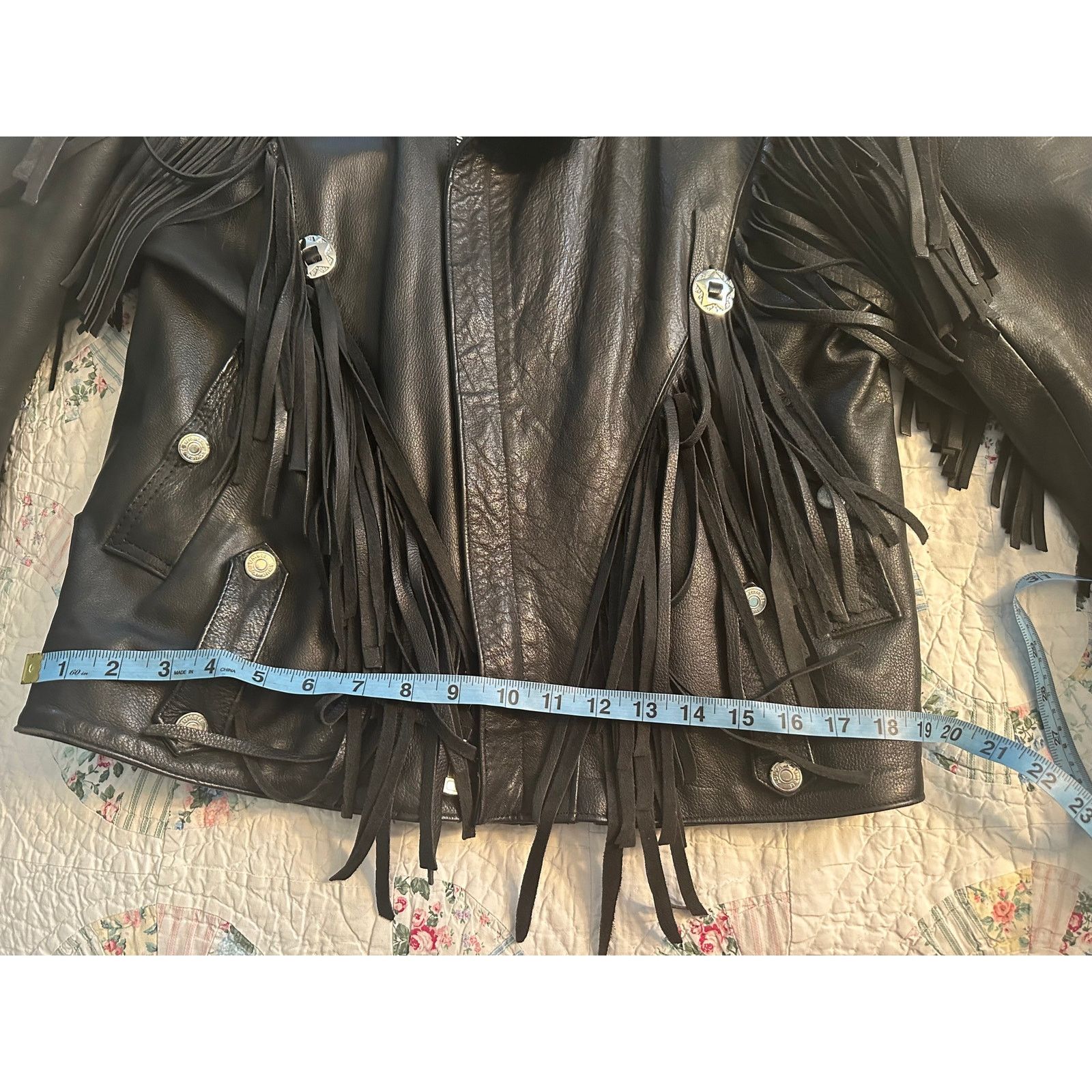 Vintage 80s HEAVY FRINGED LEATHER BIKER MOTO JACKET QUILTED LINING Size ONE SIZE - 11 Thumbnail