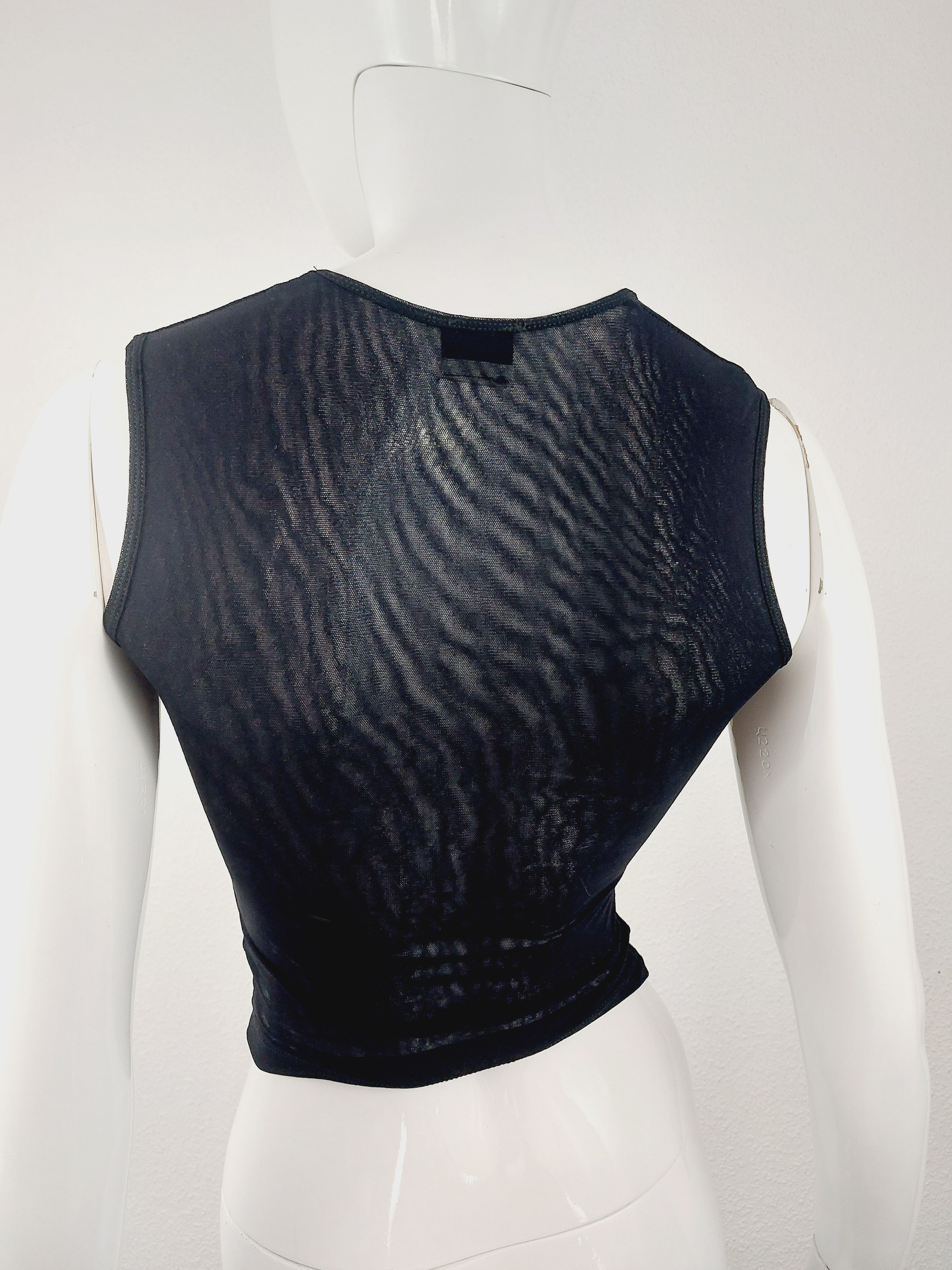 plein sud Plein Sud Gold Black Mesh Graffiti Transparent Tank Top Size S / US 4 / IT 40 - 6 Thumbnail