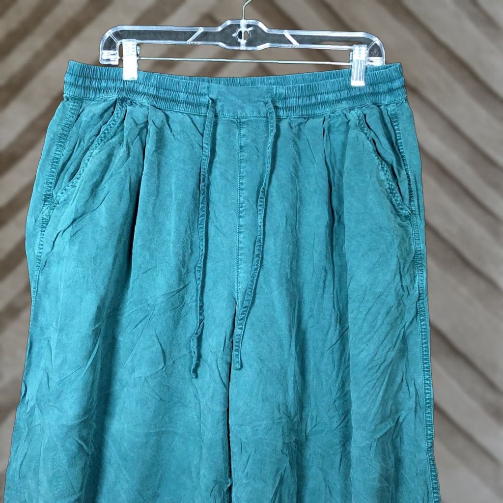 Vintage Aerie Womens Pants Dark Teal High Rise Pull On Wide Leg Paperbag Large Size 36" / US 14 / IT 50 - 1 Thumbnail