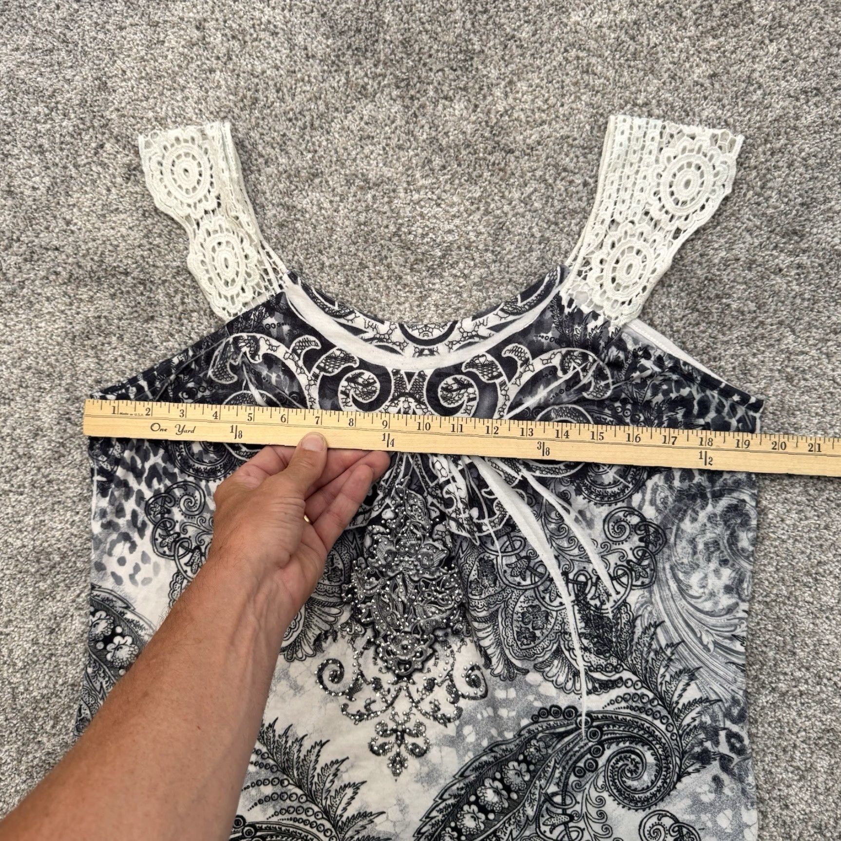 Vintage VINTAGE Y2K Tank Top L Paisley Crochet Boho Whimsigoth Fairy Grunge Rhinestones Size L / US 10 / IT 46 - 3 Thumbnail