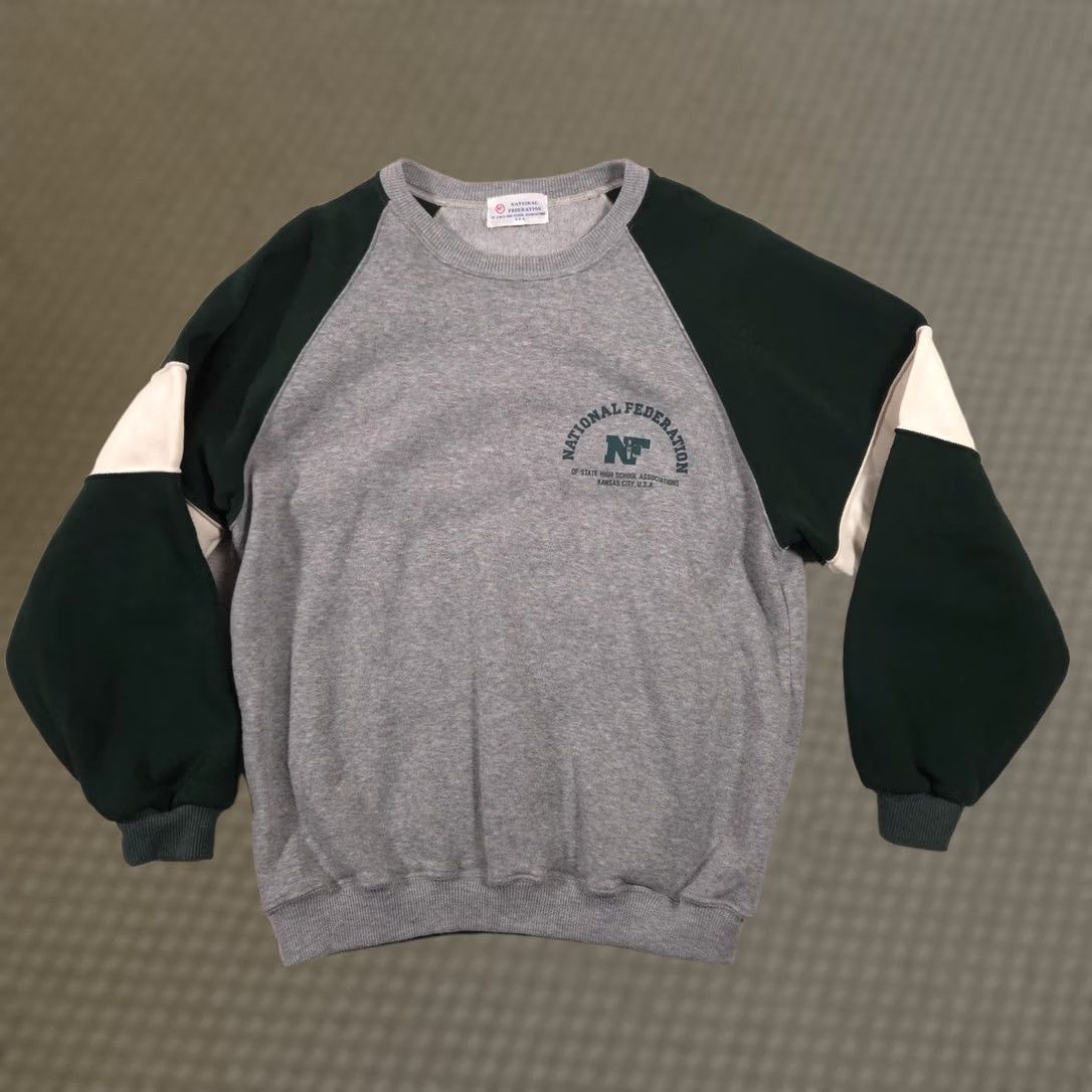 Vintage Vintage National Federation Sweatshirt Mens Medium Gray Raglan NF Graphic 80s Size US M / EU 48-50 / 2 - 1 Thumbnail