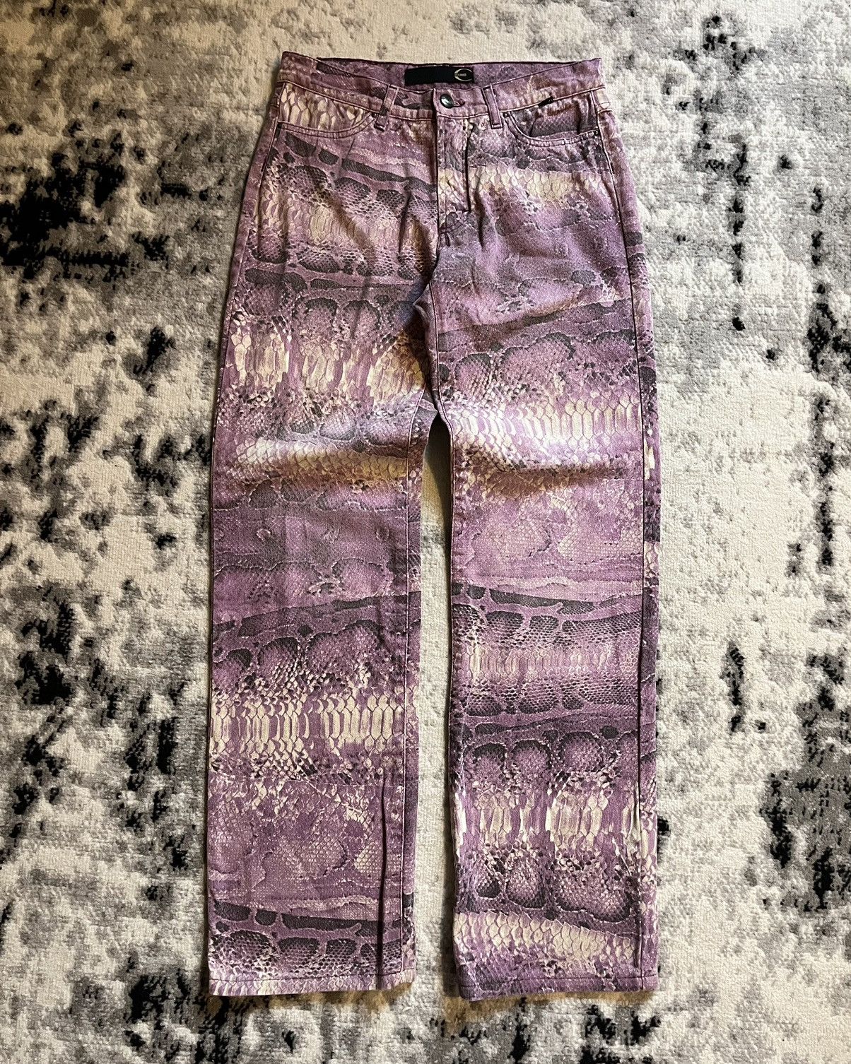 image of Archival Clothing x Just Cavalli Ss05 Just Cavalli Twilight Python Purple Liquid Pants in Pink, Wom