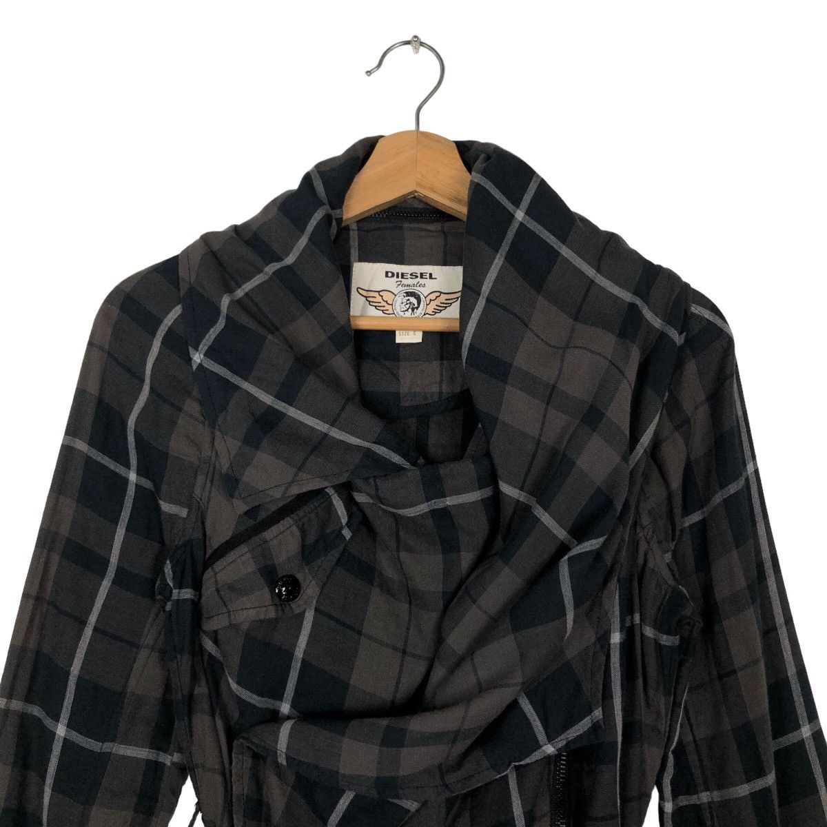 Japanese Brand 🔥90’s Bondage Parachute Biker Jacket Diesel Femme Tartan Size S / US 4 / IT 40 - 2 Thumbnail