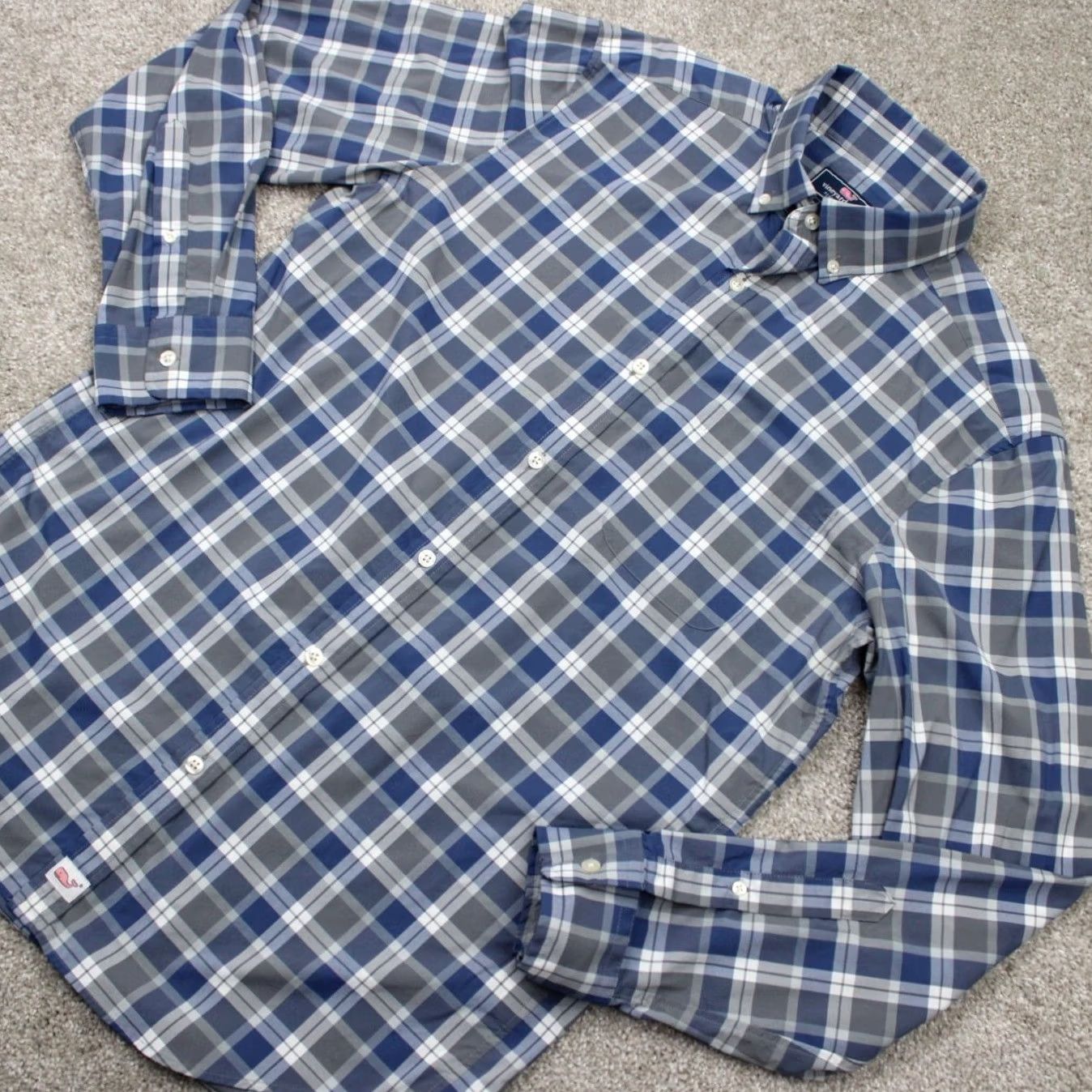 Vineyard Vines Vineyard Vines Performance Shirt Mens Medium Blue/Gray Classic Fit Murray L/S Size US M / EU 48-50 / 2 - 3 Thumbnail
