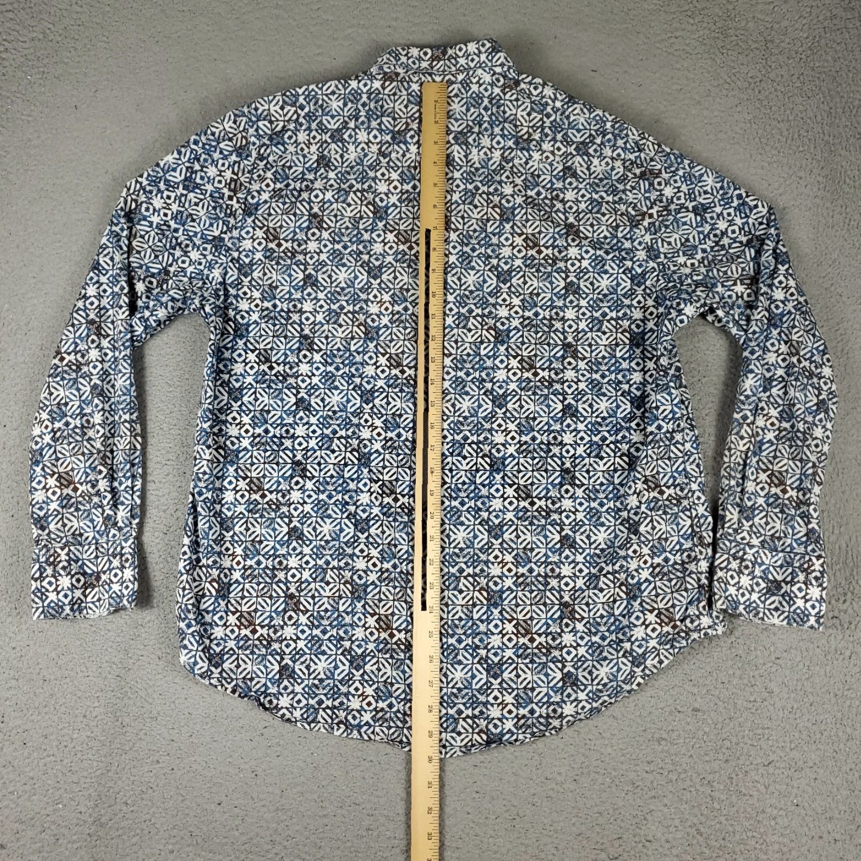 Robert Graham Robert Graham Shirt Mens XL Blue Brown Geometric Button Up Long Sleeve Size US XL / EU 56 / 4 - 5 Thumbnail