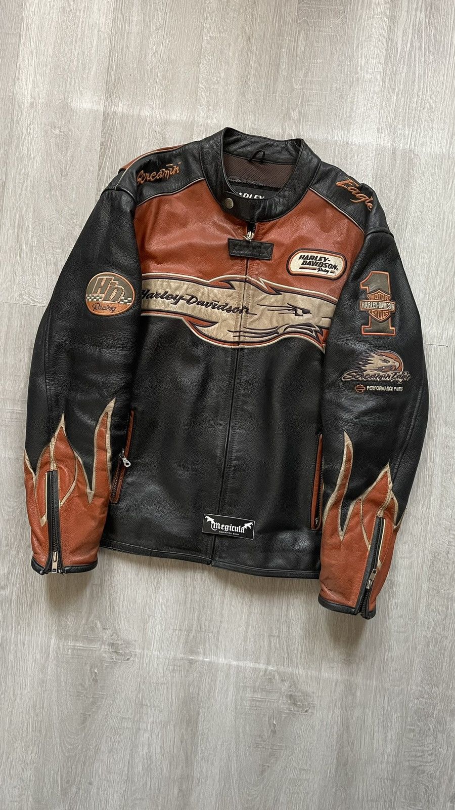 Harley Davidson Harley Davidson Racing Screamin Eagle Vintage Leather Jacket Size US L / EU 52-54 / 3 - 2 Thumbnail