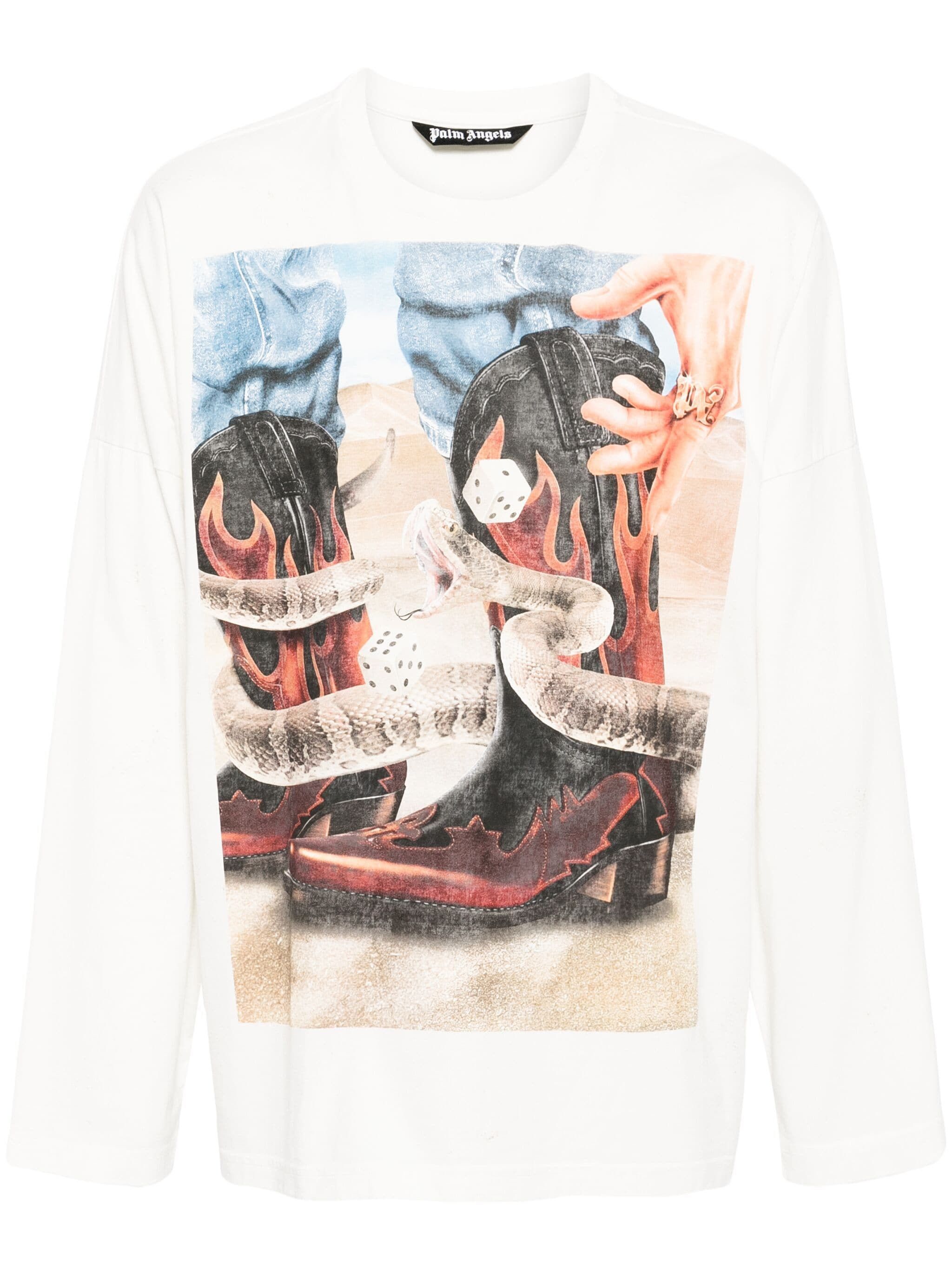 Palm Angels os11x0824 Long Sleeve T-Shirt in White Size US L / EU 52-54 / 3 - 1 Thumbnail