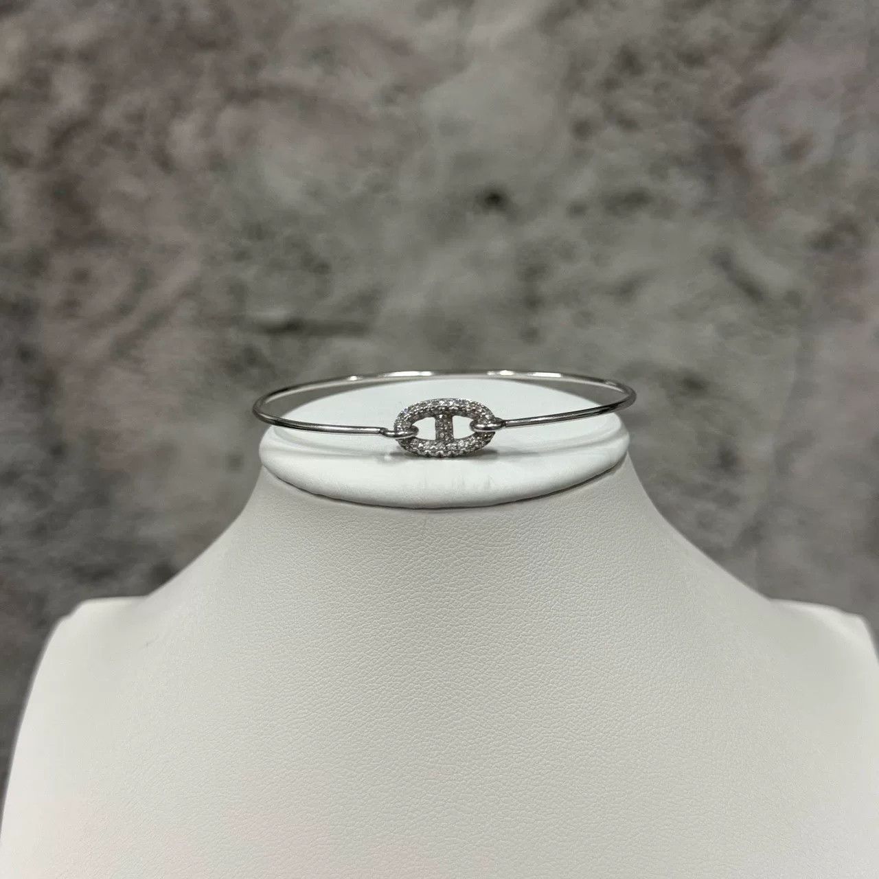 Hermes Hermes Full Diamond Pig Nose Platinum Bangle Size ONE SIZE - 1 Thumbnail